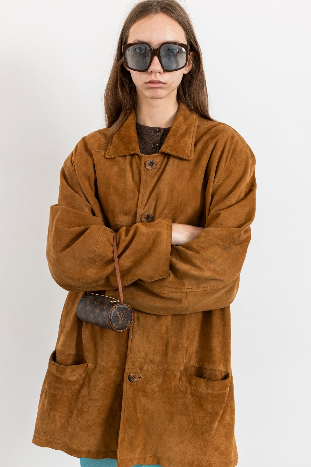 Vintage Mustard Brown Suede Leather Jacket