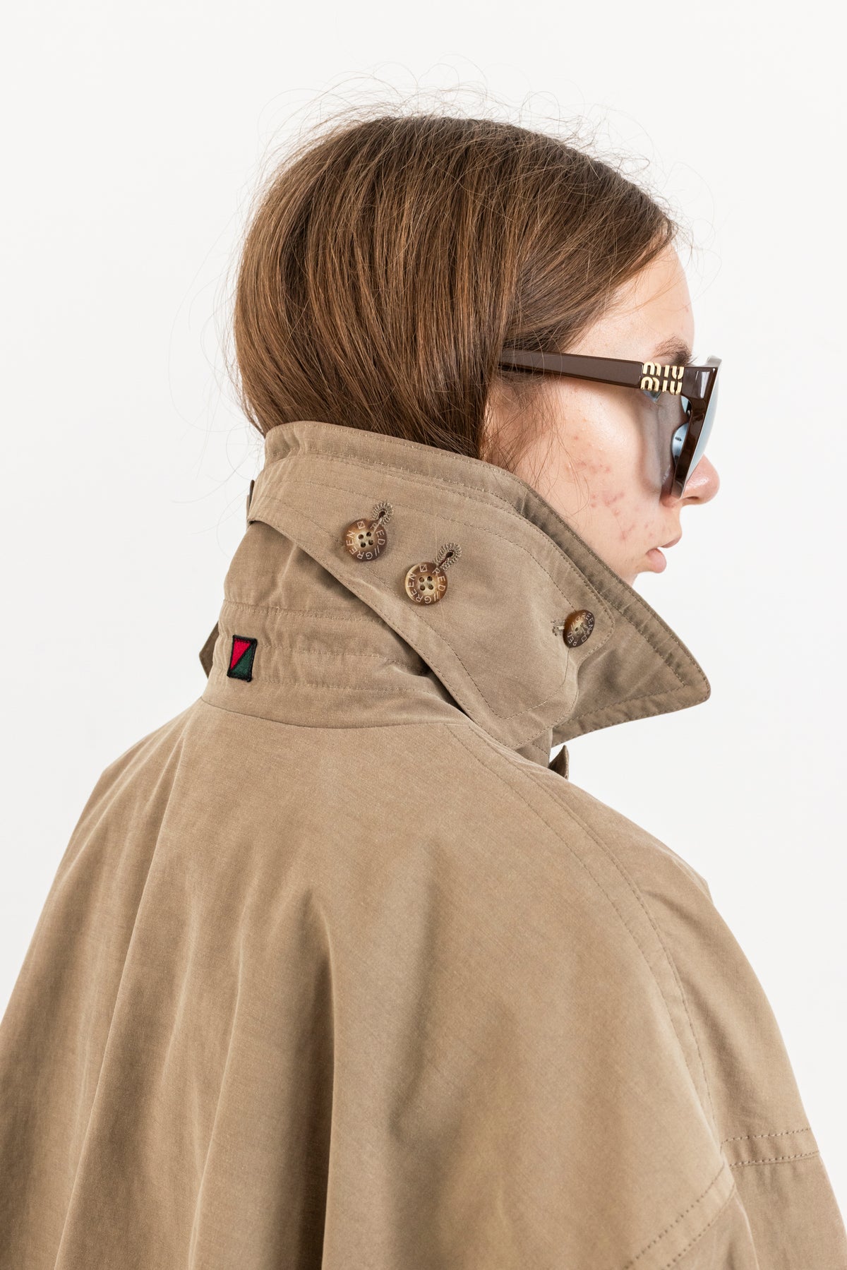 Vintage Dark Beige Oversized Trench Coat