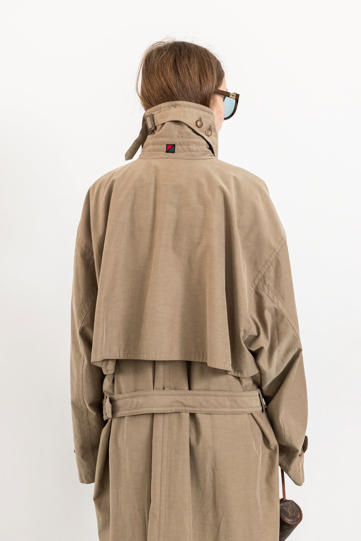 Vintage Dark Beige Oversized Trench Coat