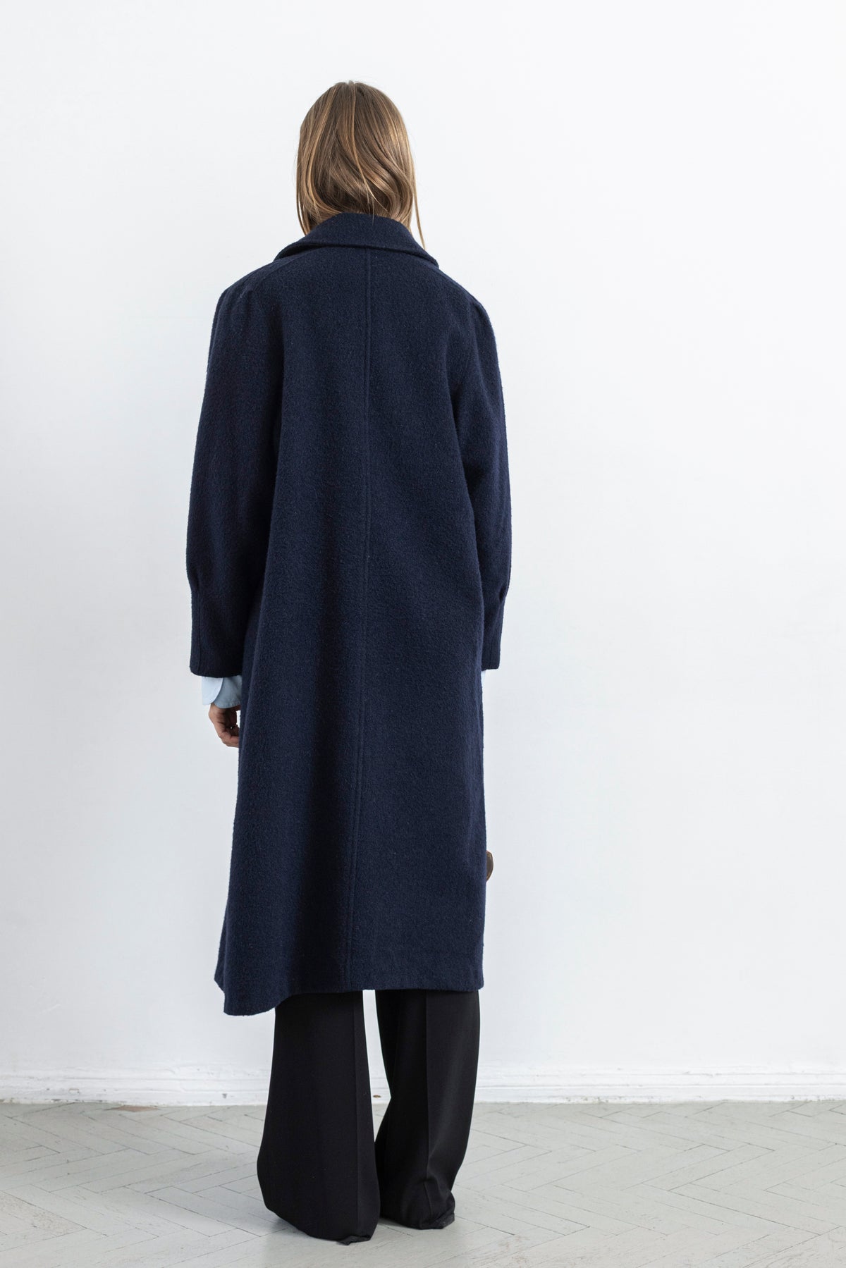 Vintage Navy Textured Wool Coat