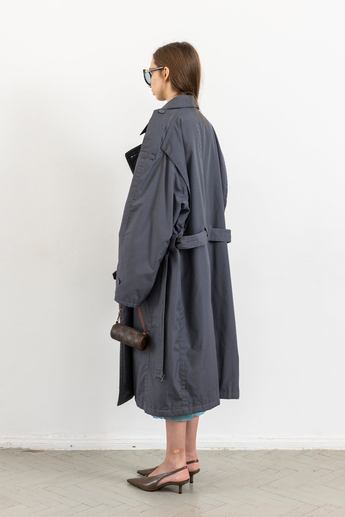 Vintage Blue Grey Trench Coat