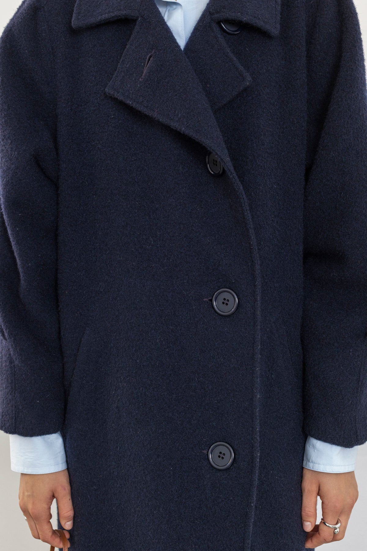 Vintage Navy Textured Wool Coat