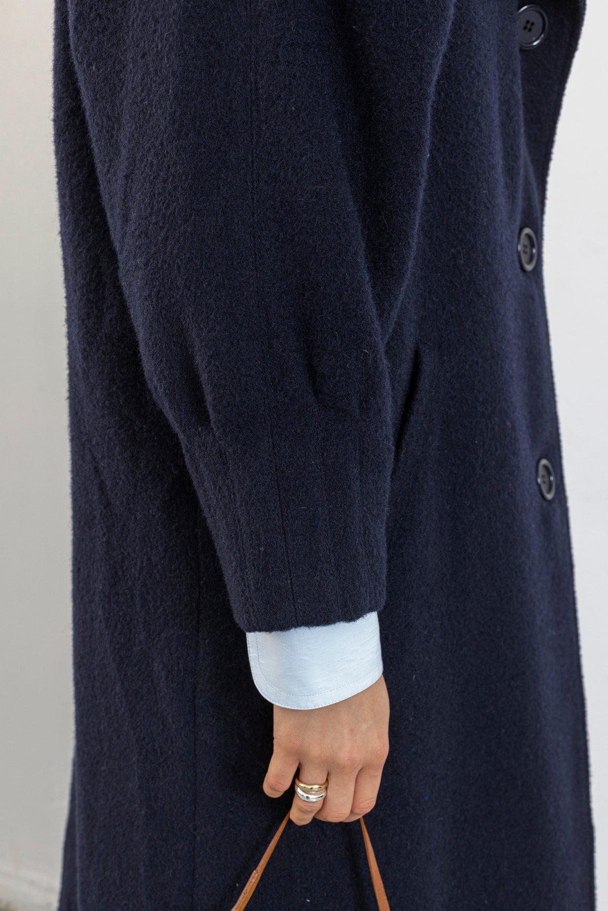 Vintage Navy Textured Wool Coat