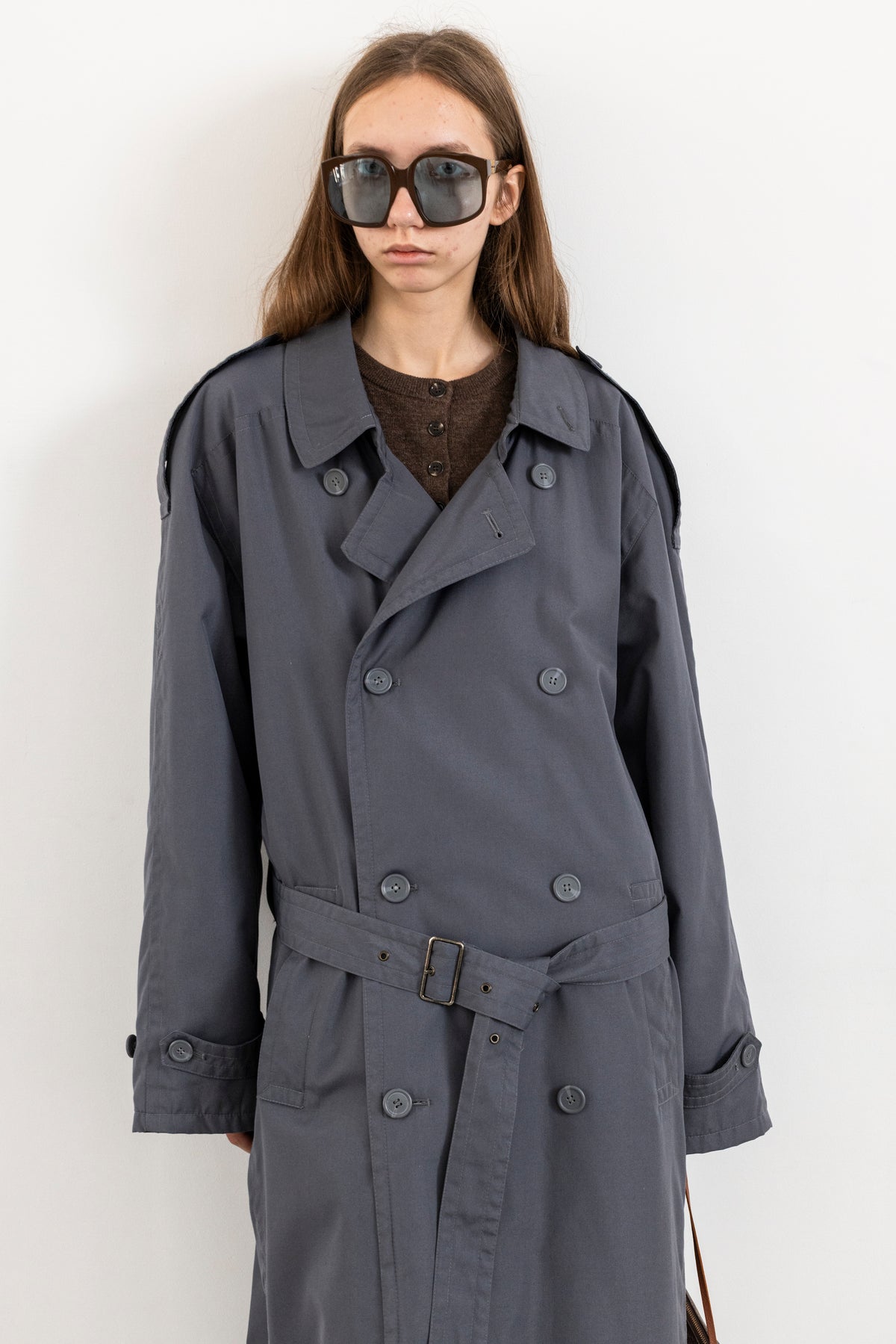 Vintage Blue Grey Trench Coat