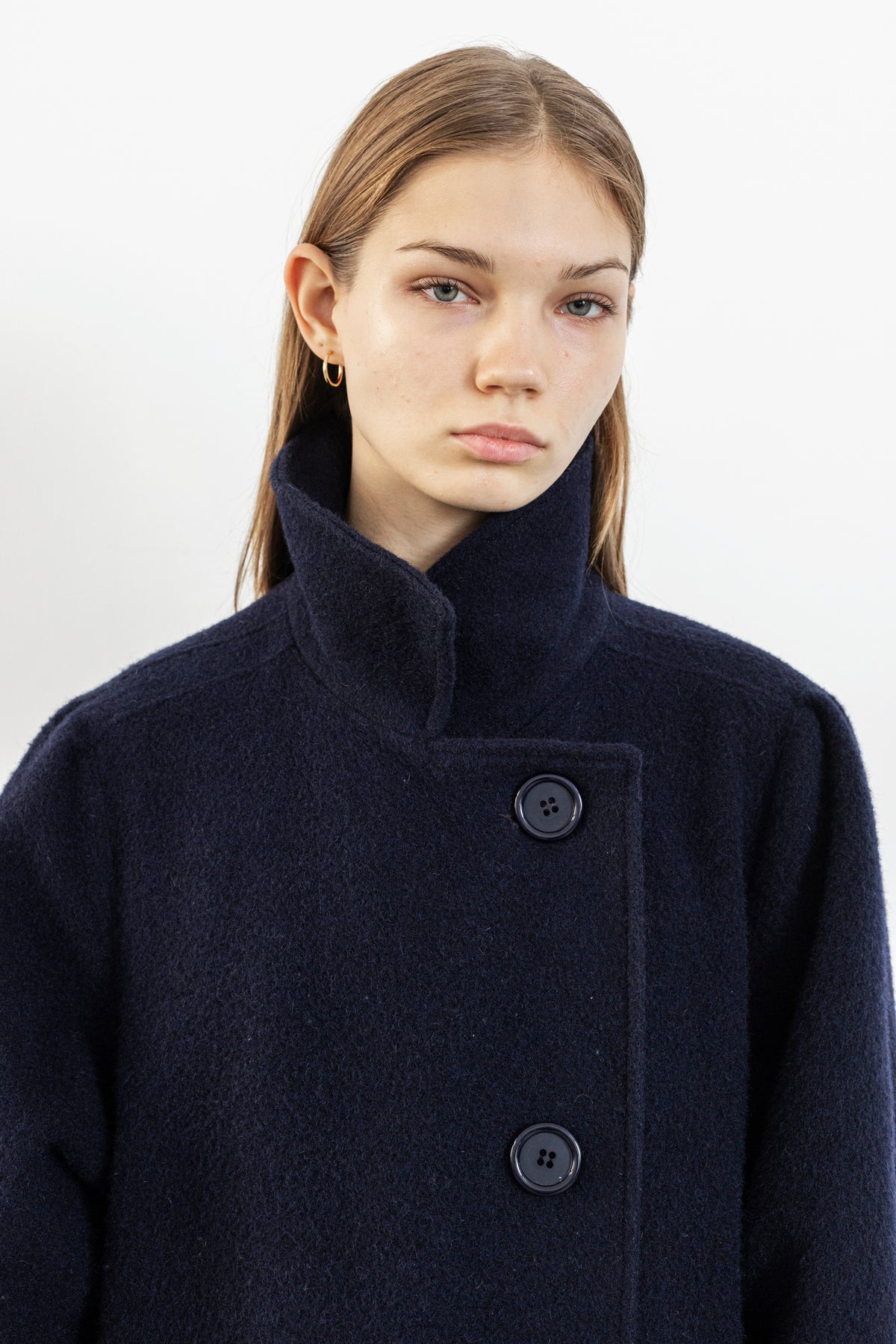 Vintage Navy Textured Wool Coat
