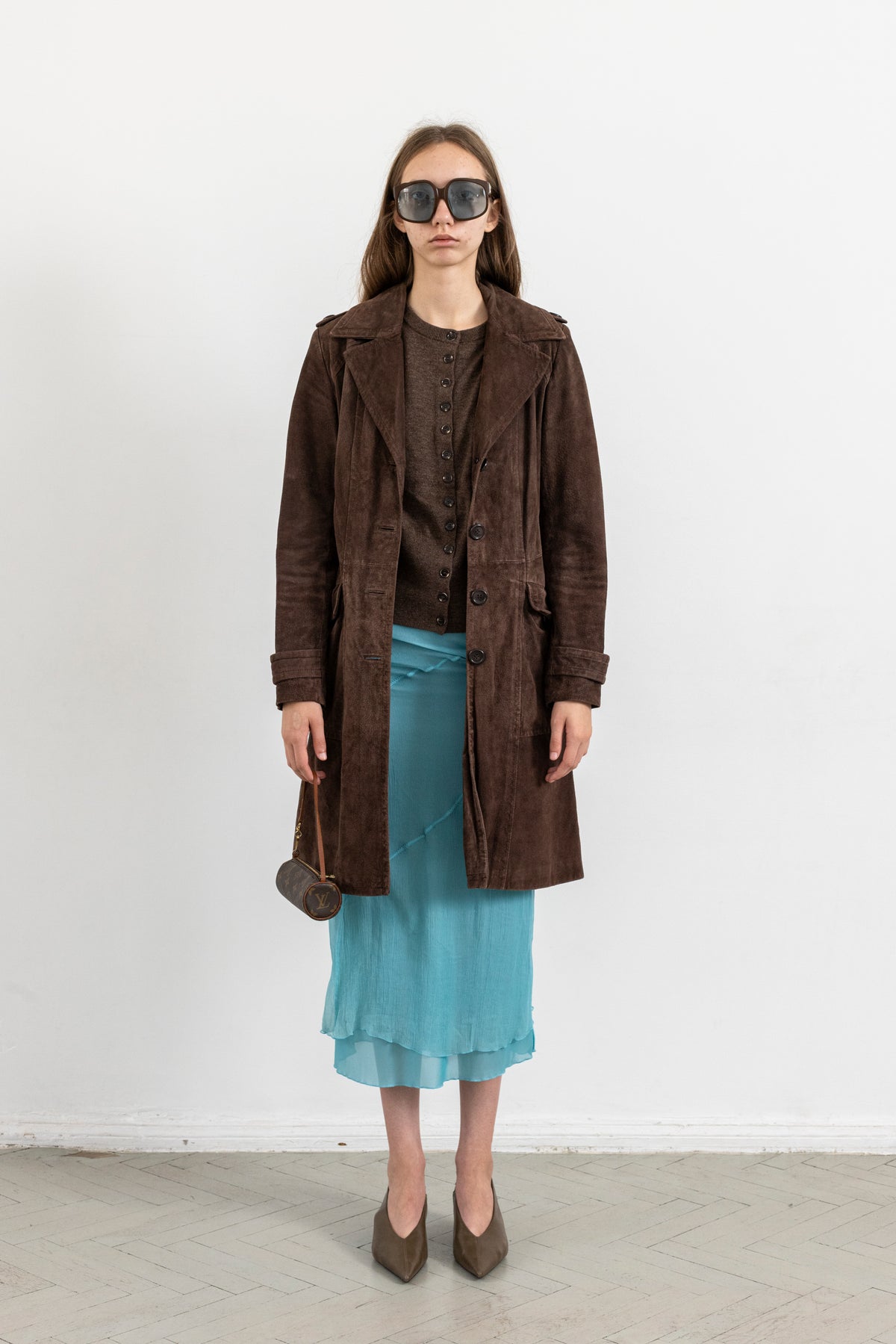 Vintage Chocolate Brown Suede Leather Jacket