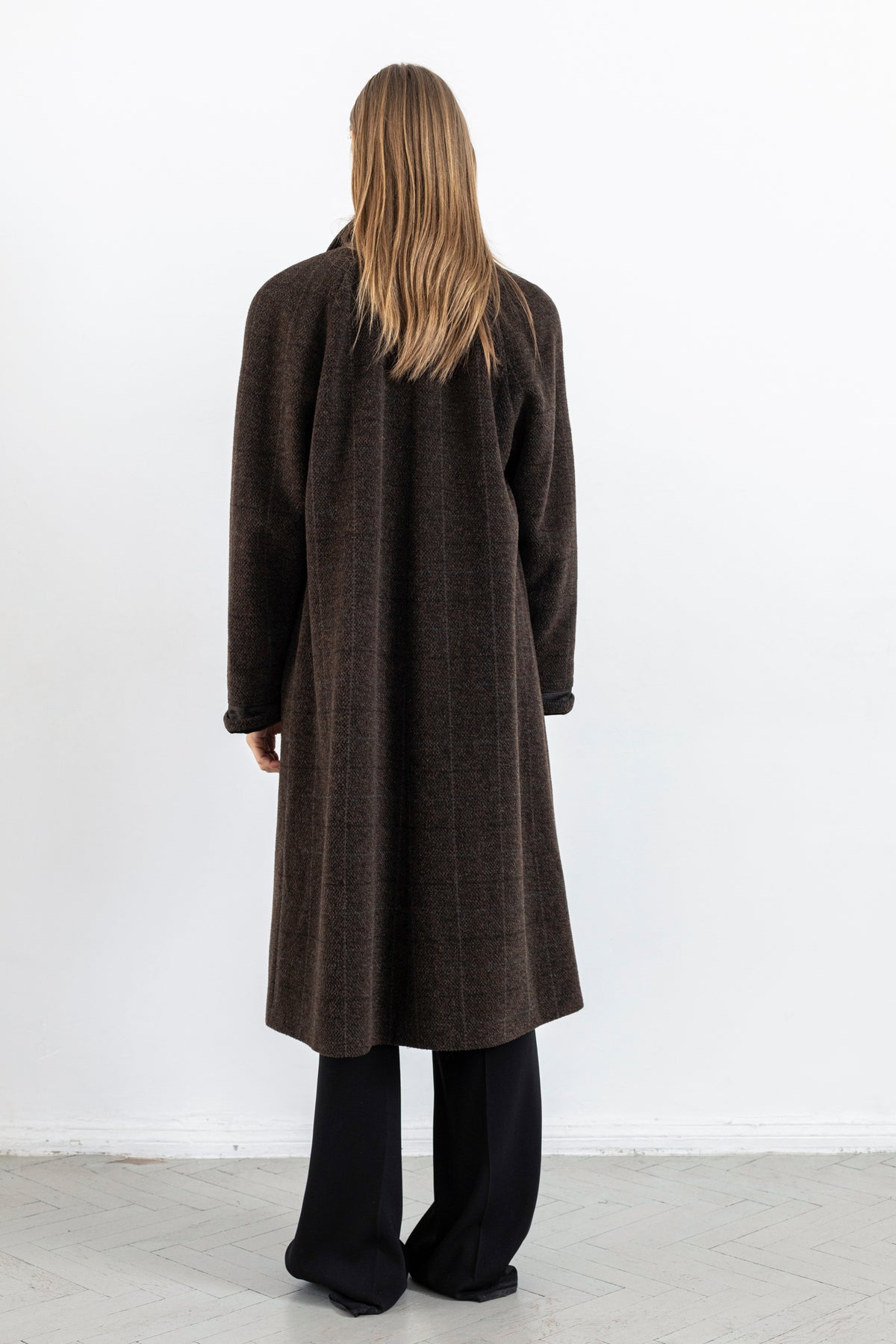 Vintage Brown Plaid Wool Mohair Coat