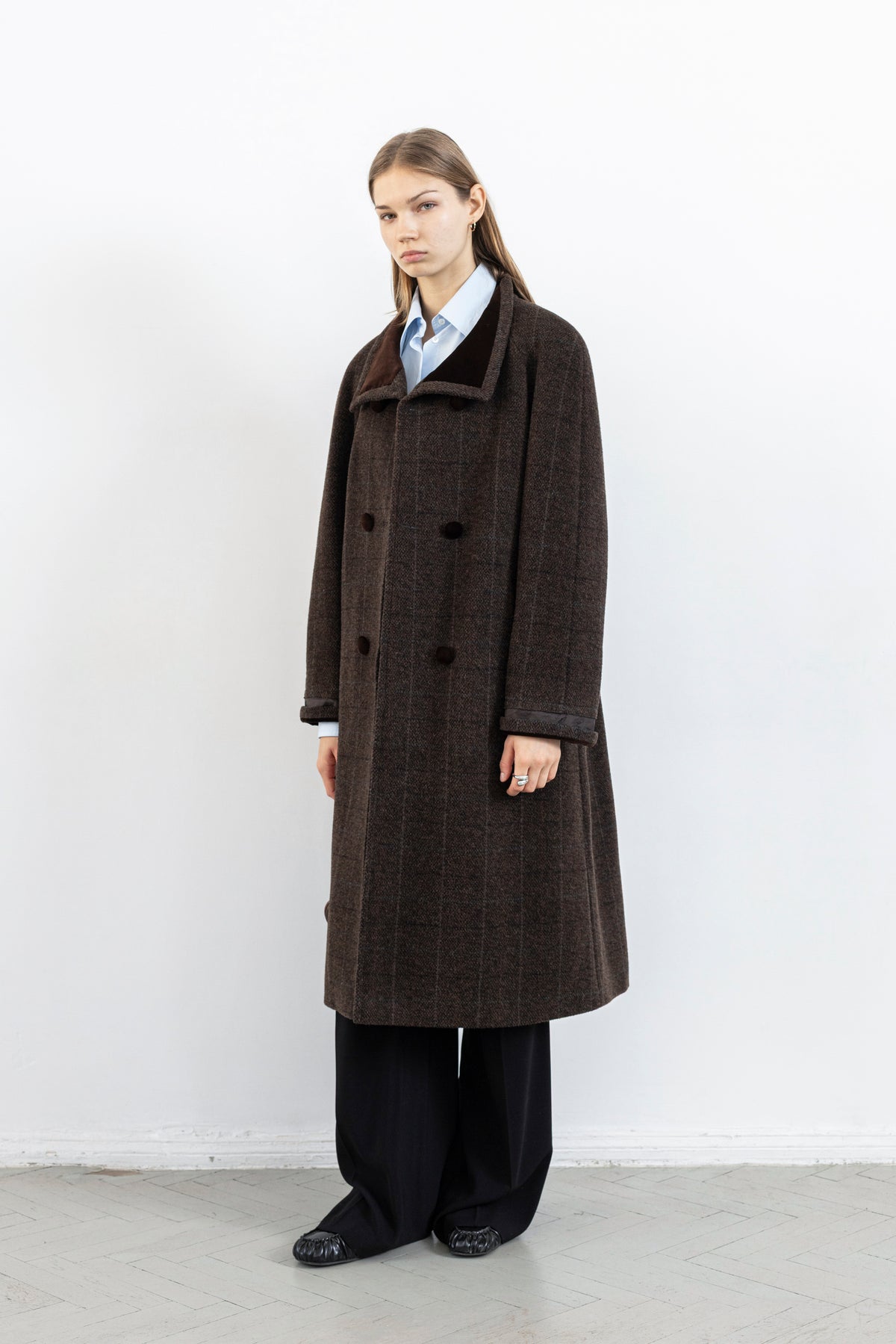 Vintage Brown Plaid Wool Mohair Coat