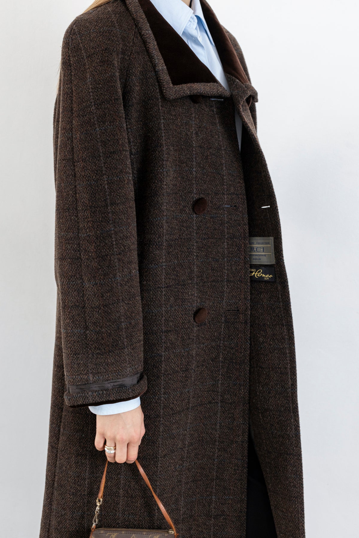 Vintage Brown Plaid Wool Mohair Coat
