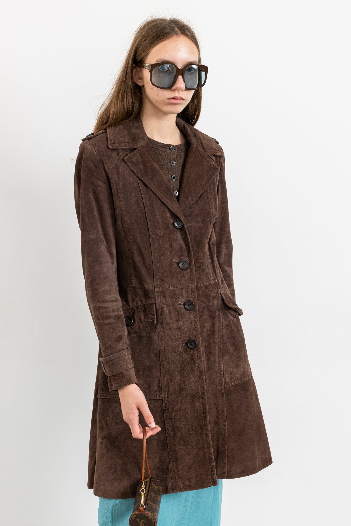 Vintage Chocolate Brown Suede Leather Jacket