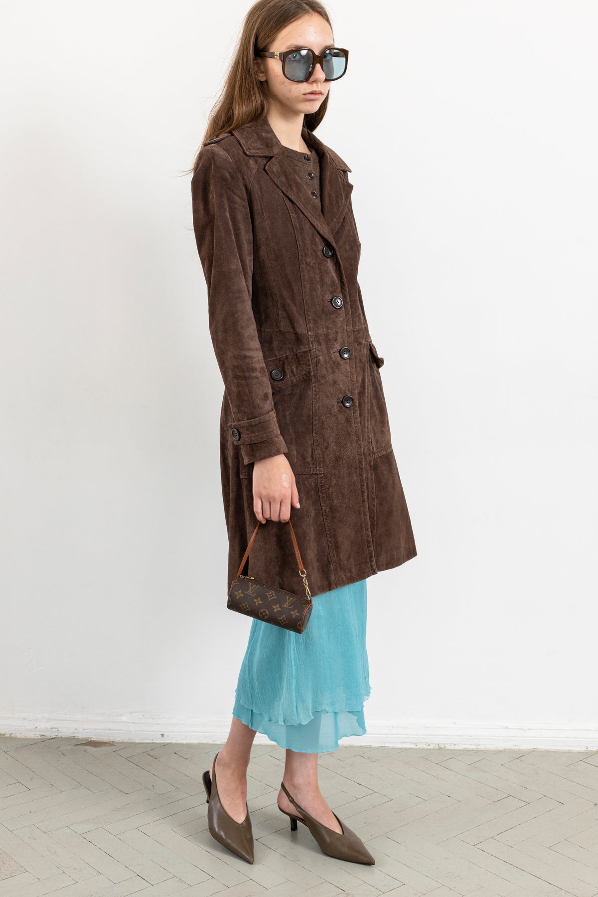 Vintage Chocolate Brown Suede Leather Jacket