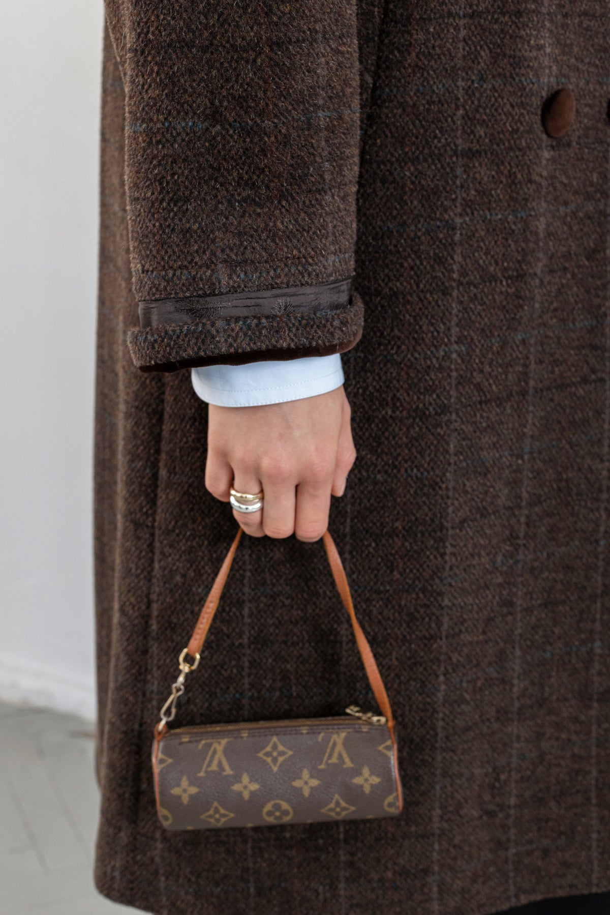 Vintage Brown Plaid Wool Mohair Coat