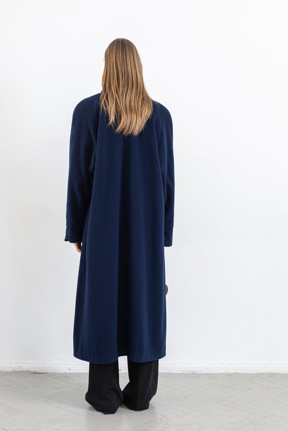 Vintage Navy Long Soft Wool Coat
