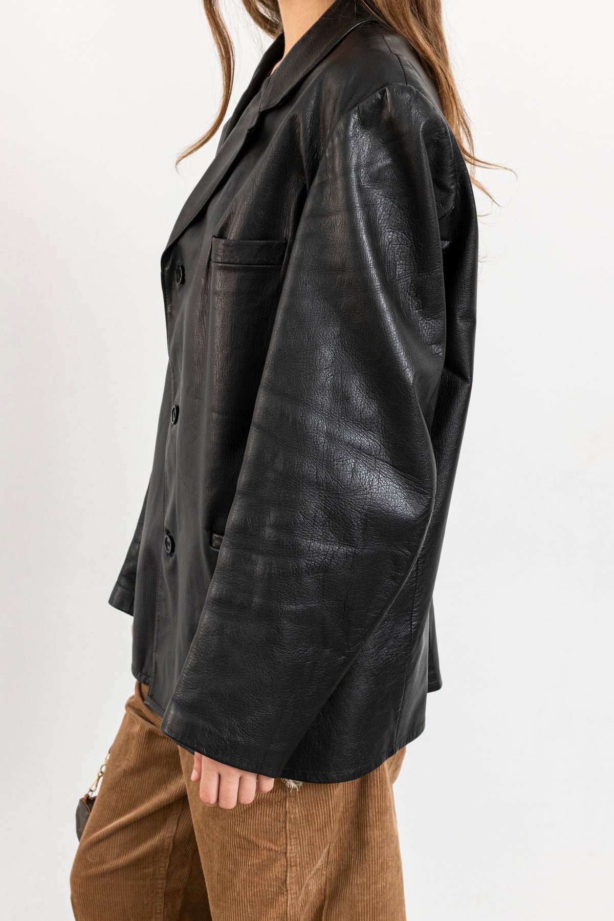 Vintage Black Leather Blazer Jacket