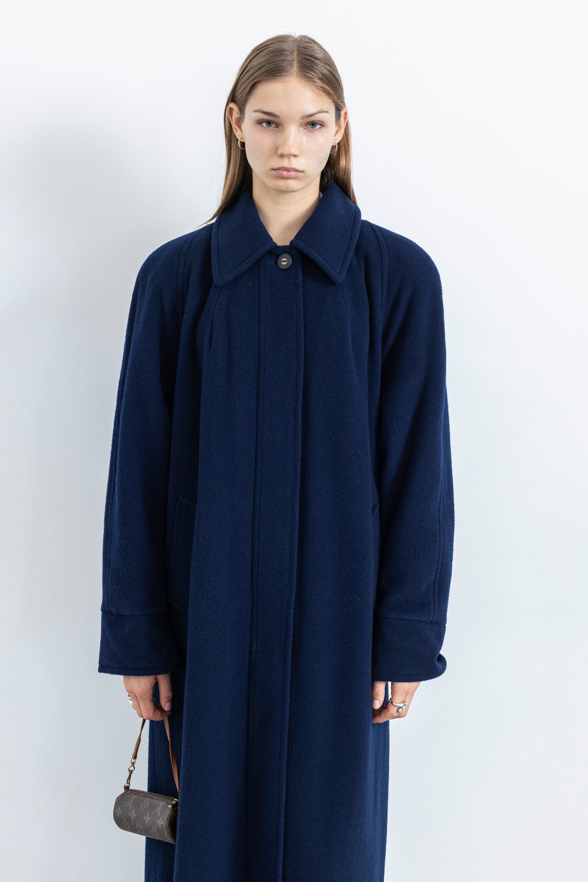 Vintage Navy Long Soft Wool Coat