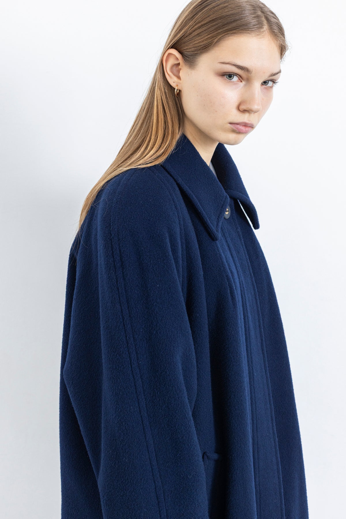 Vintage Navy Long Soft Wool Coat