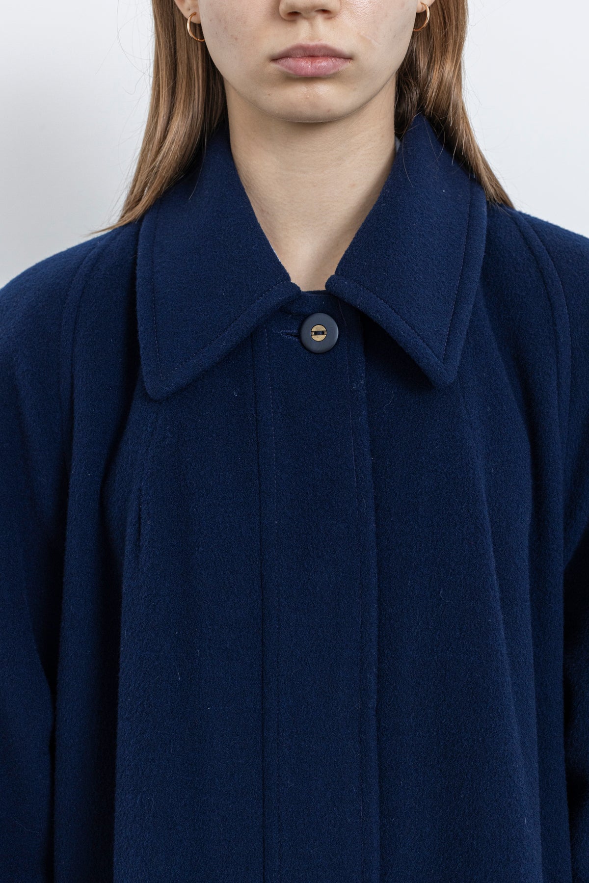 Vintage Navy Long Soft Wool Coat