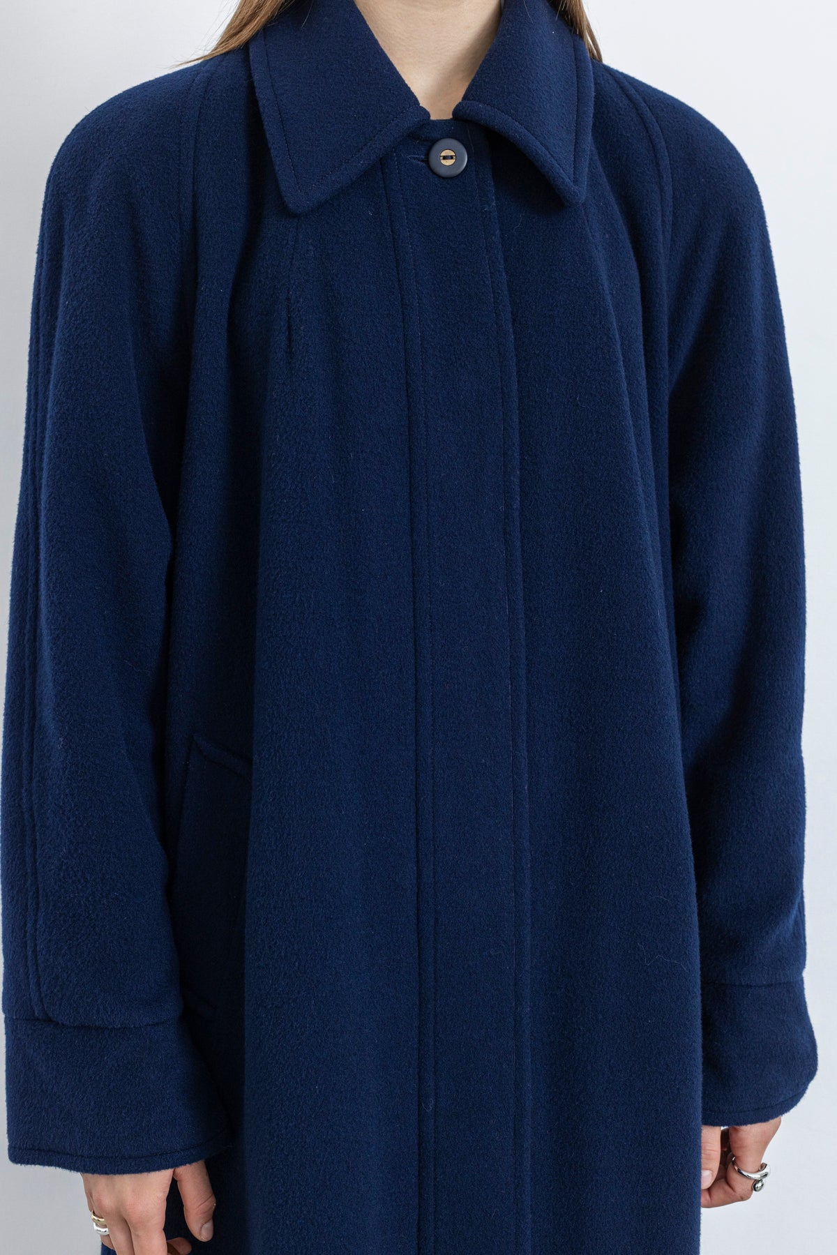 Vintage Navy Long Soft Wool Coat