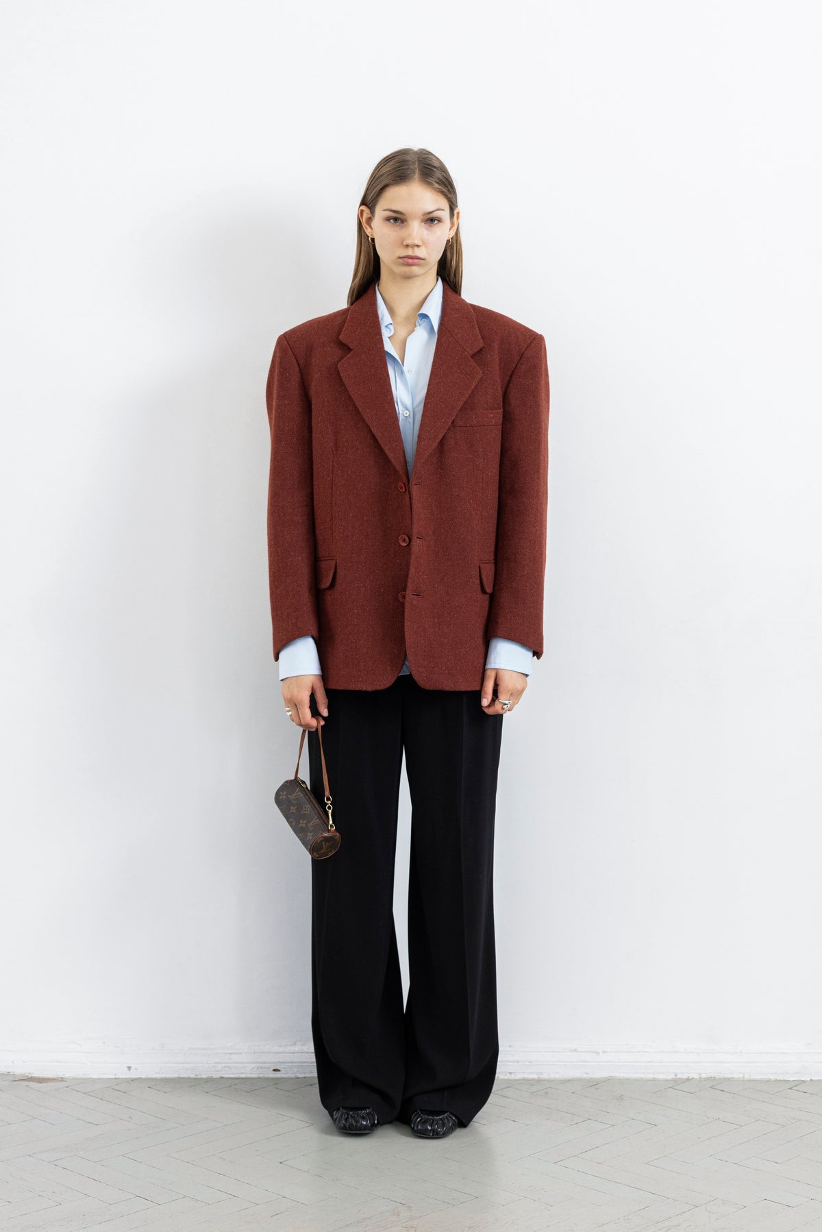 Vintage Brick Red Wool Blazer