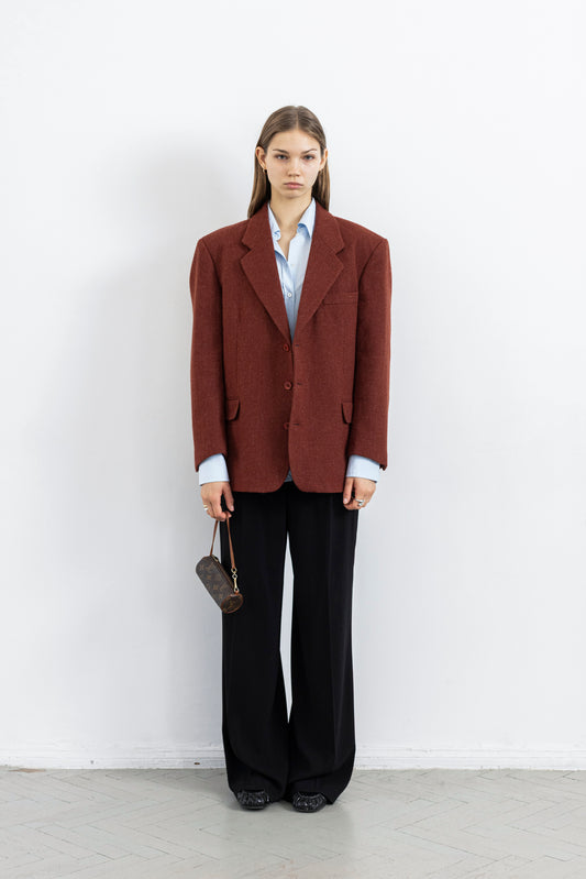 Vintage Brick Red Wool Blazer