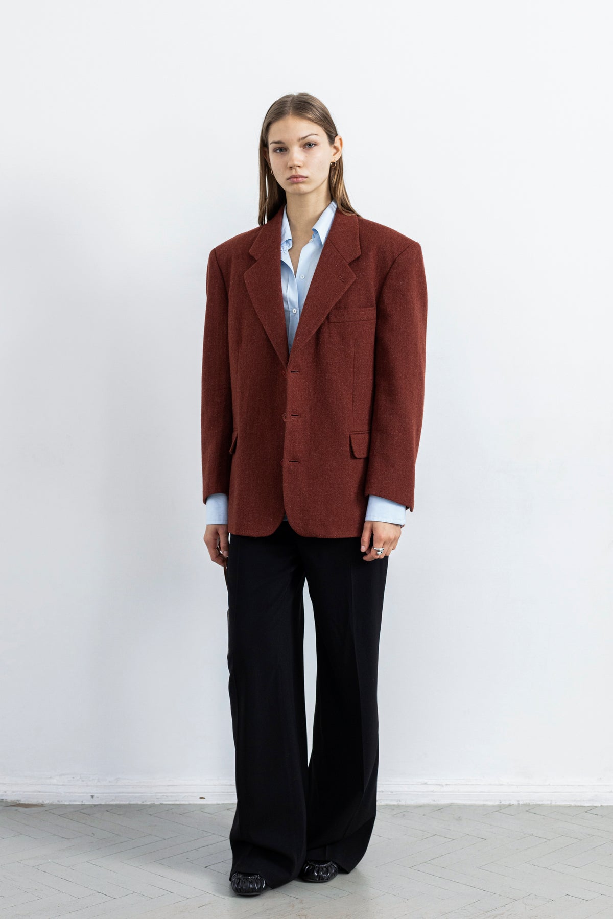 Vintage Brick Red Wool Blazer