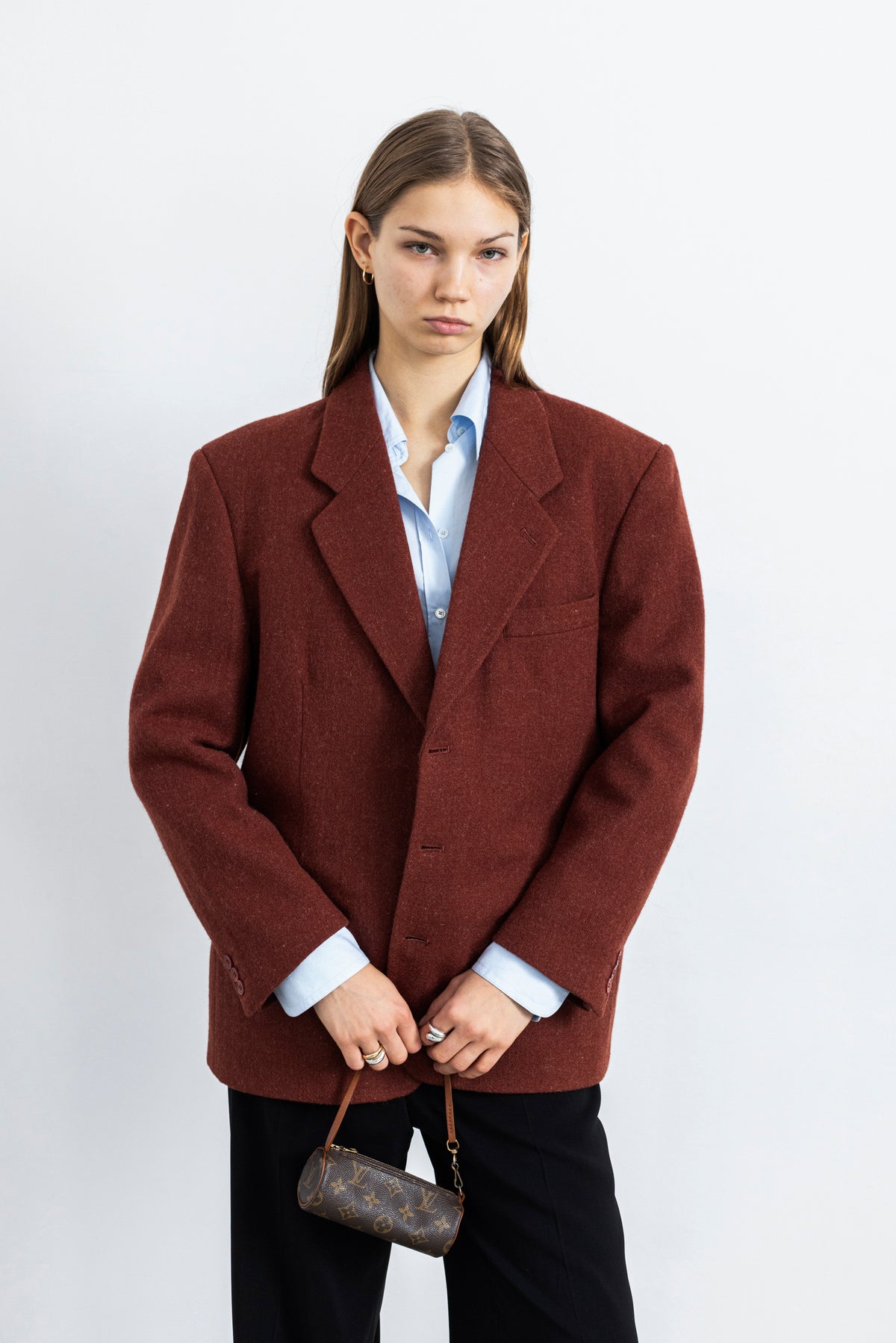 Vintage Brick Red Wool Blazer