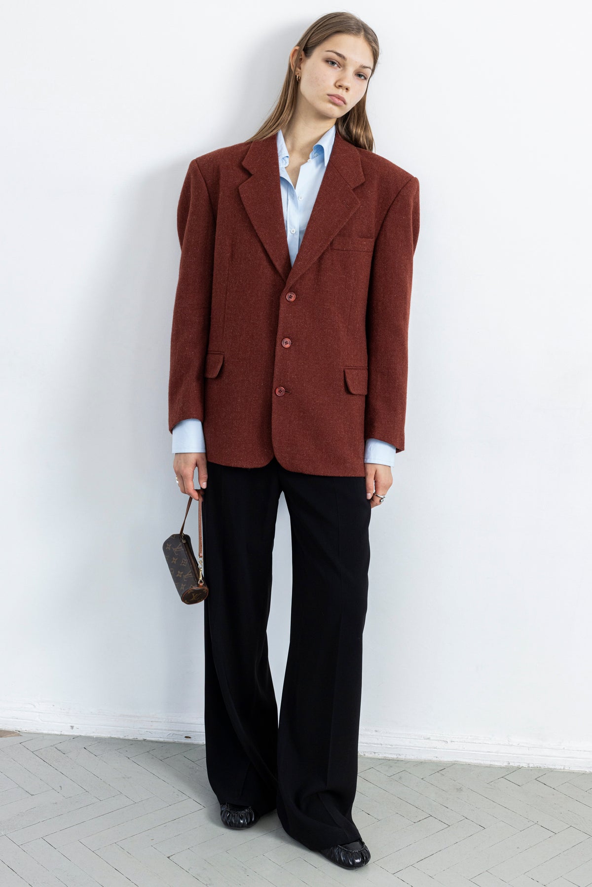 Vintage Brick Red Wool Blazer