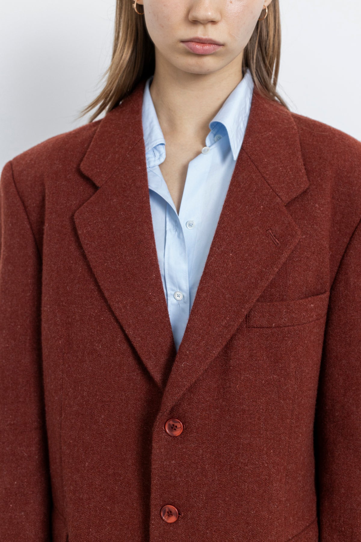 Vintage Brick Red Wool Blazer
