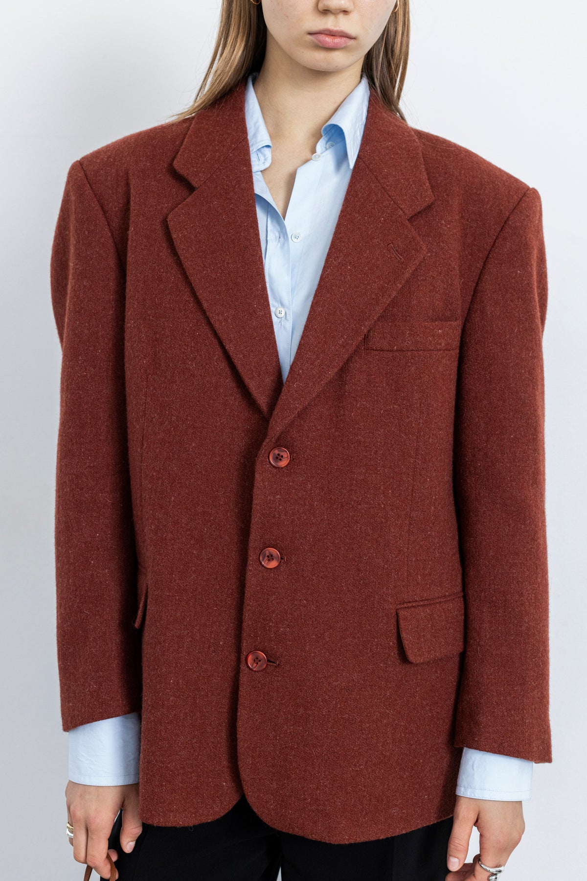 Vintage Brick Red Wool Blazer