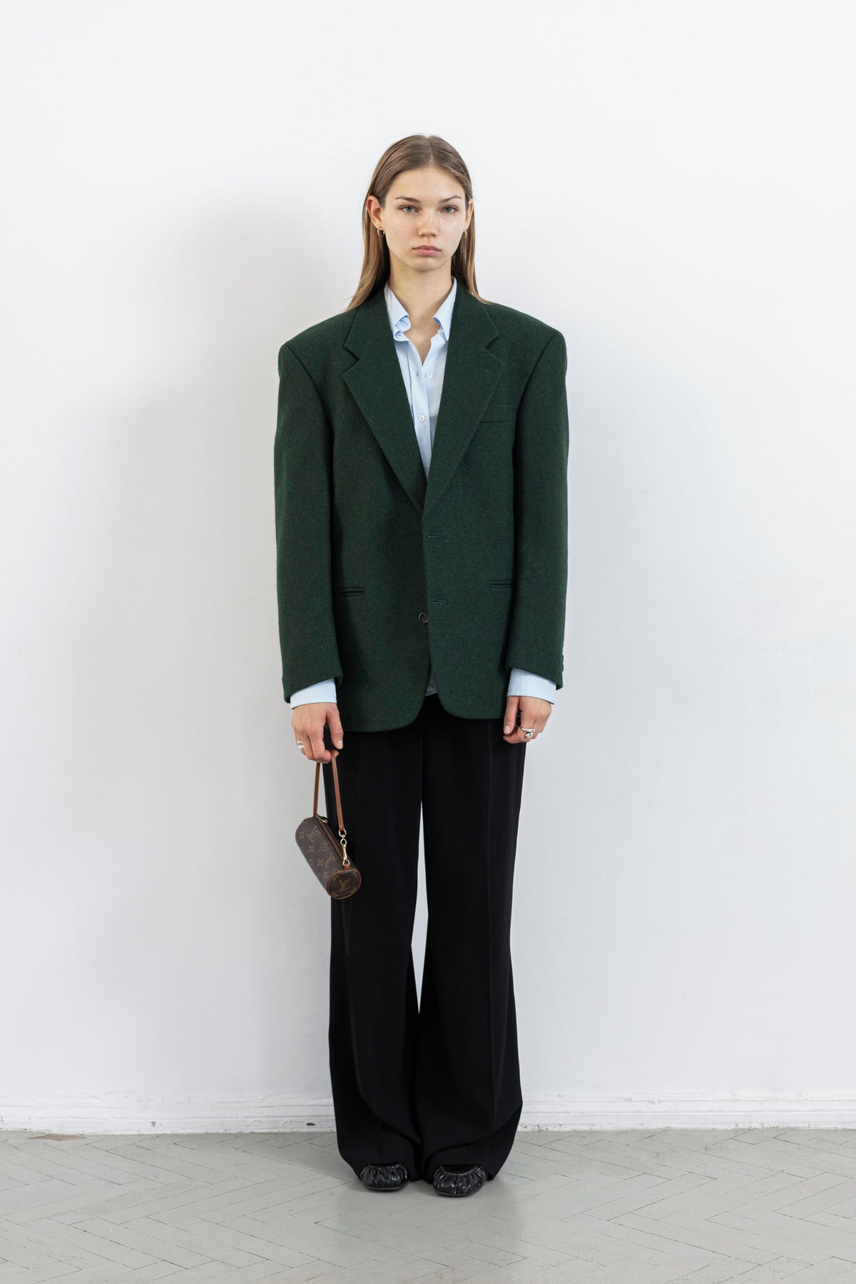 Vintage Dark Green Wool Alpaca Blazer