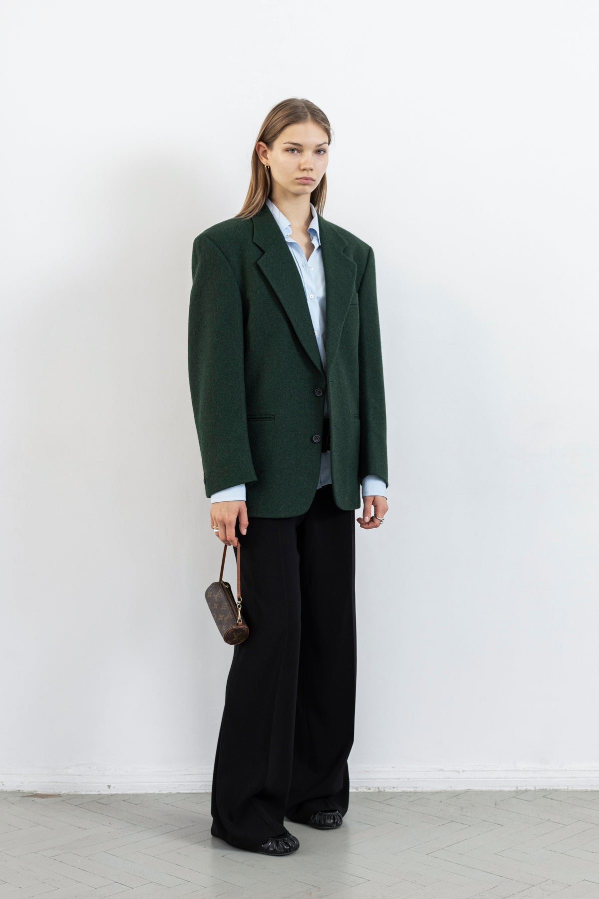 Vintage Dark Green Wool Alpaca Blazer