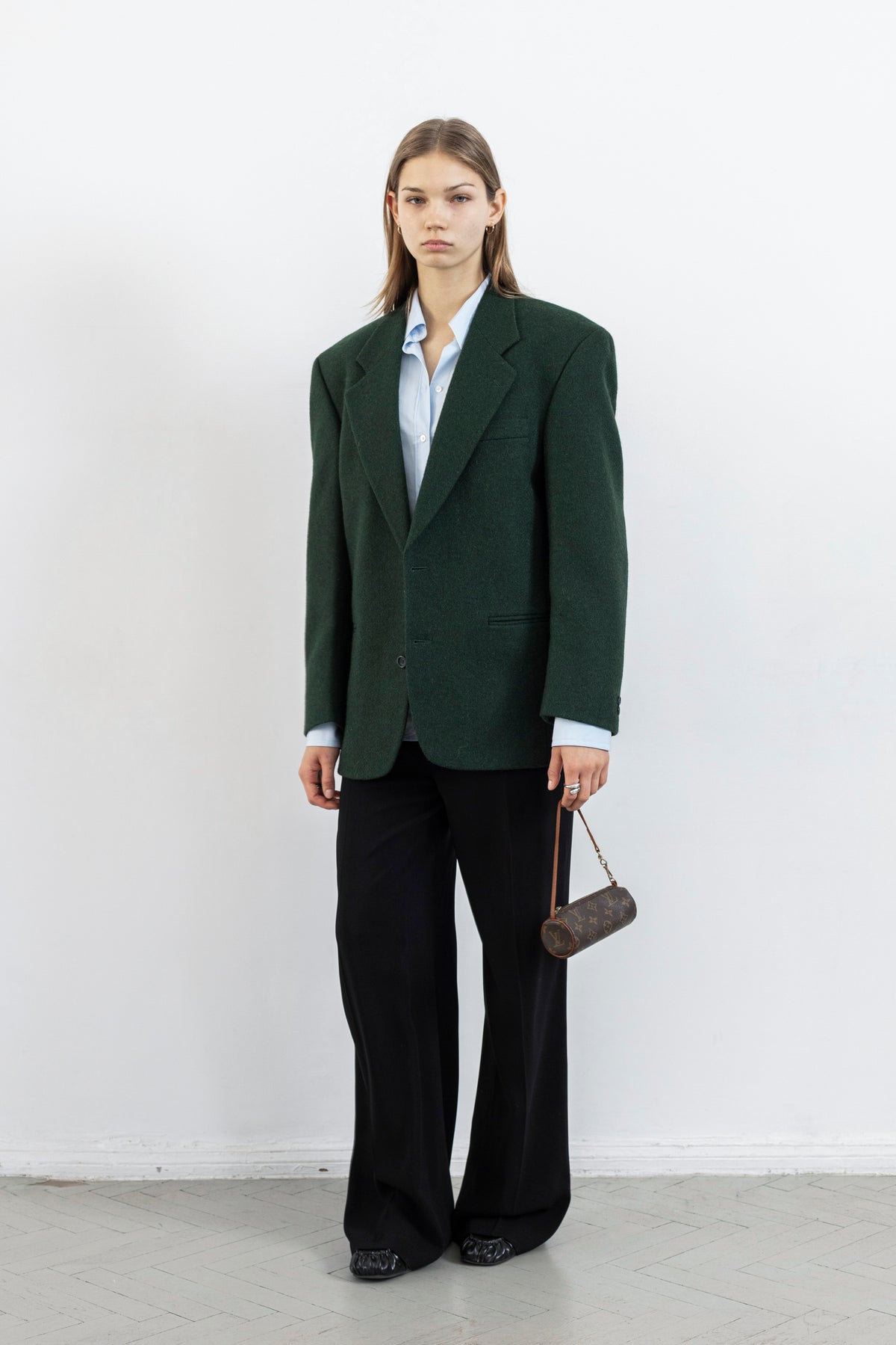 Vintage Dark Green Wool Alpaca Blazer