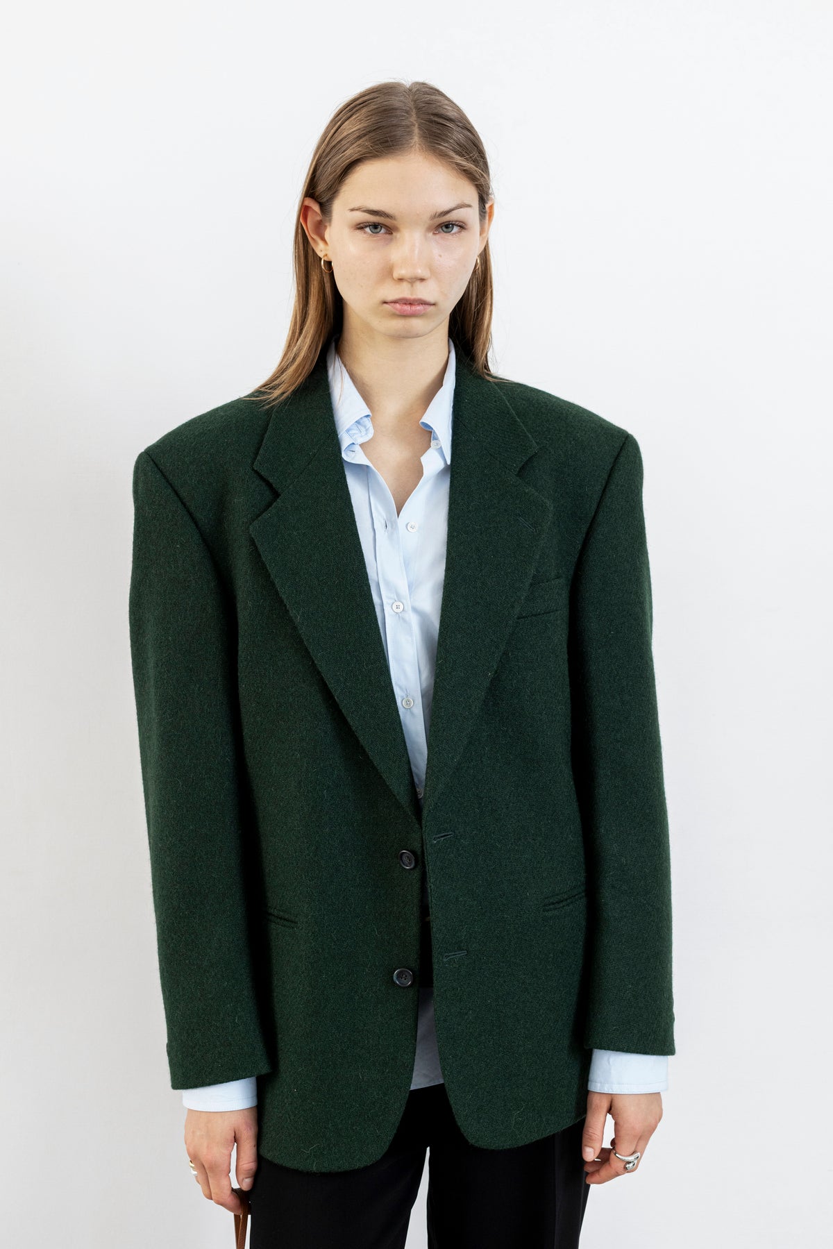Vintage Dark Green Wool Alpaca Blazer