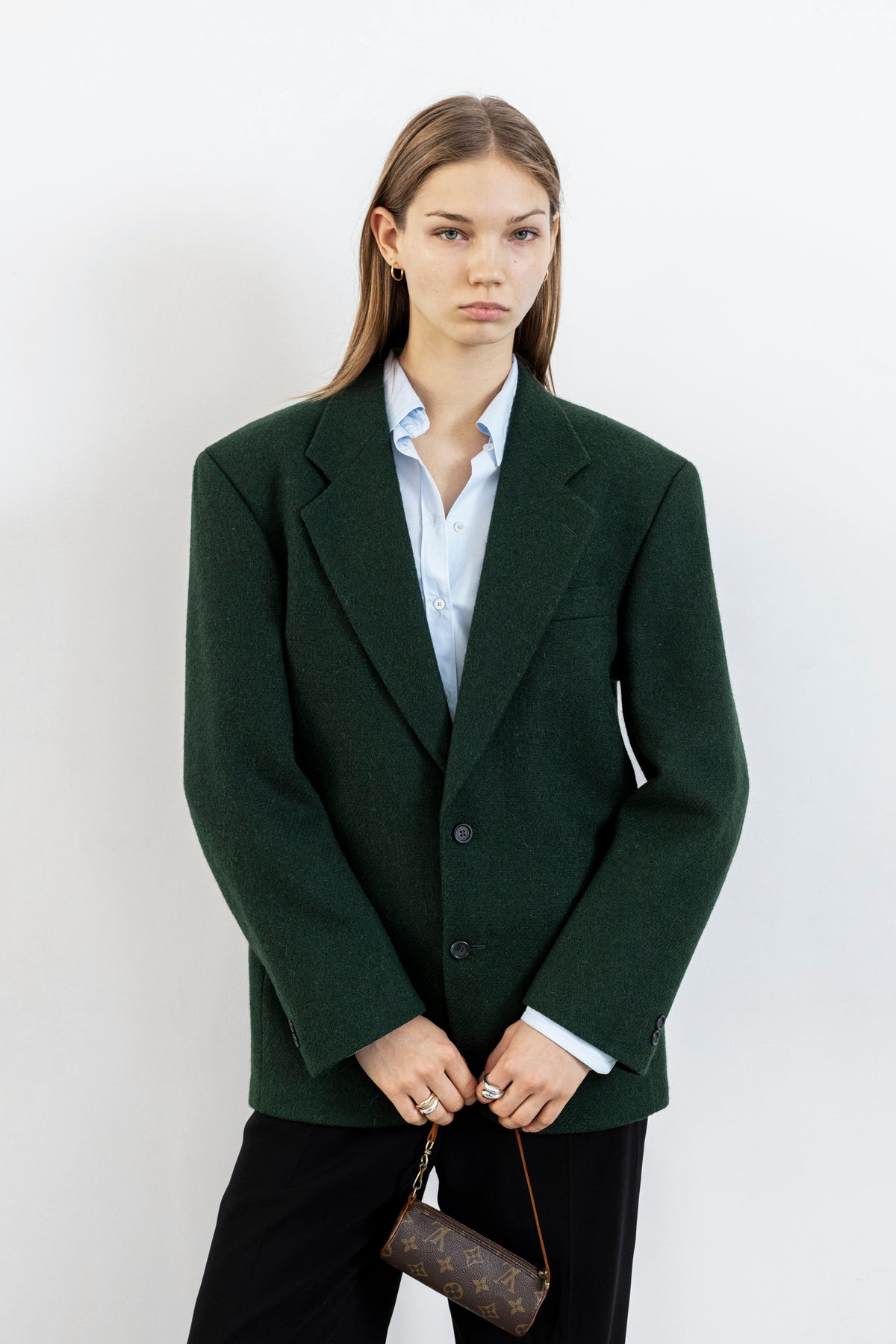 Vintage Dark Green Wool Alpaca Blazer