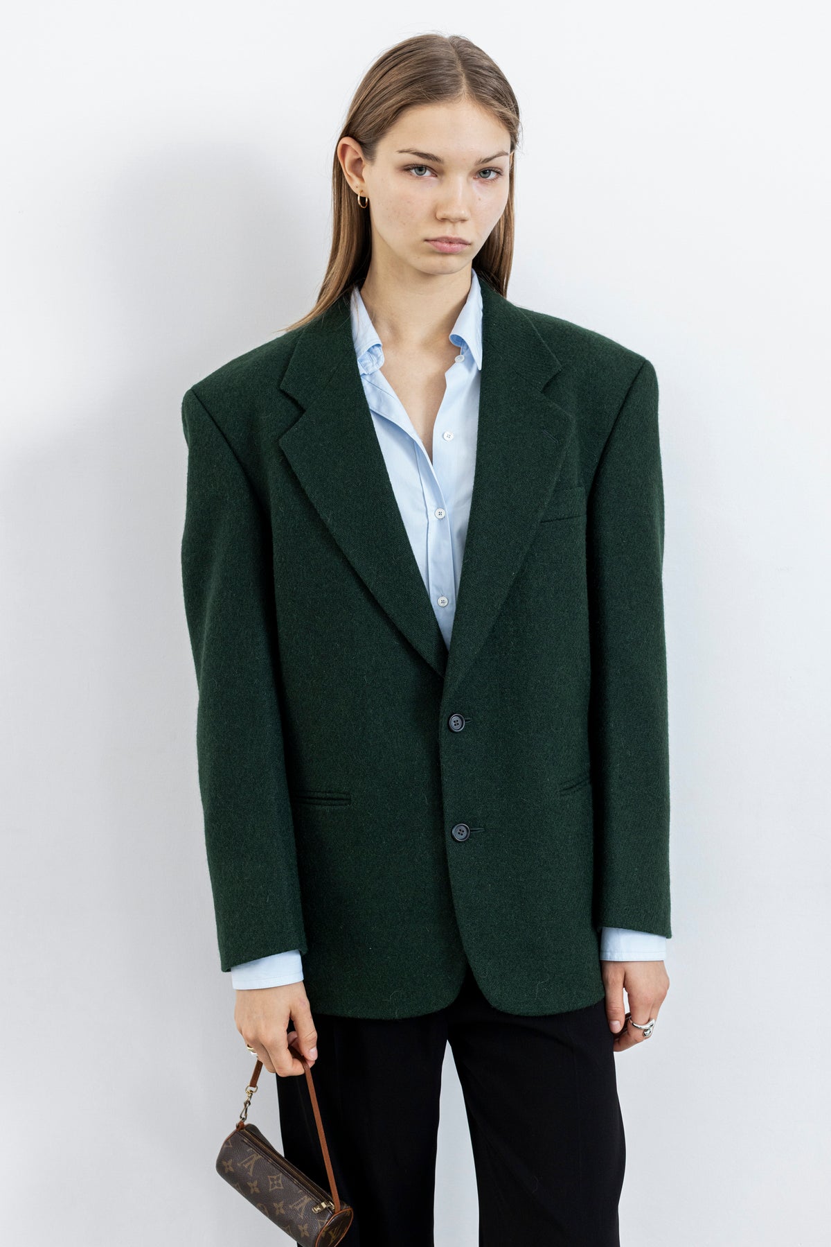 Vintage Dark Green Wool Alpaca Blazer