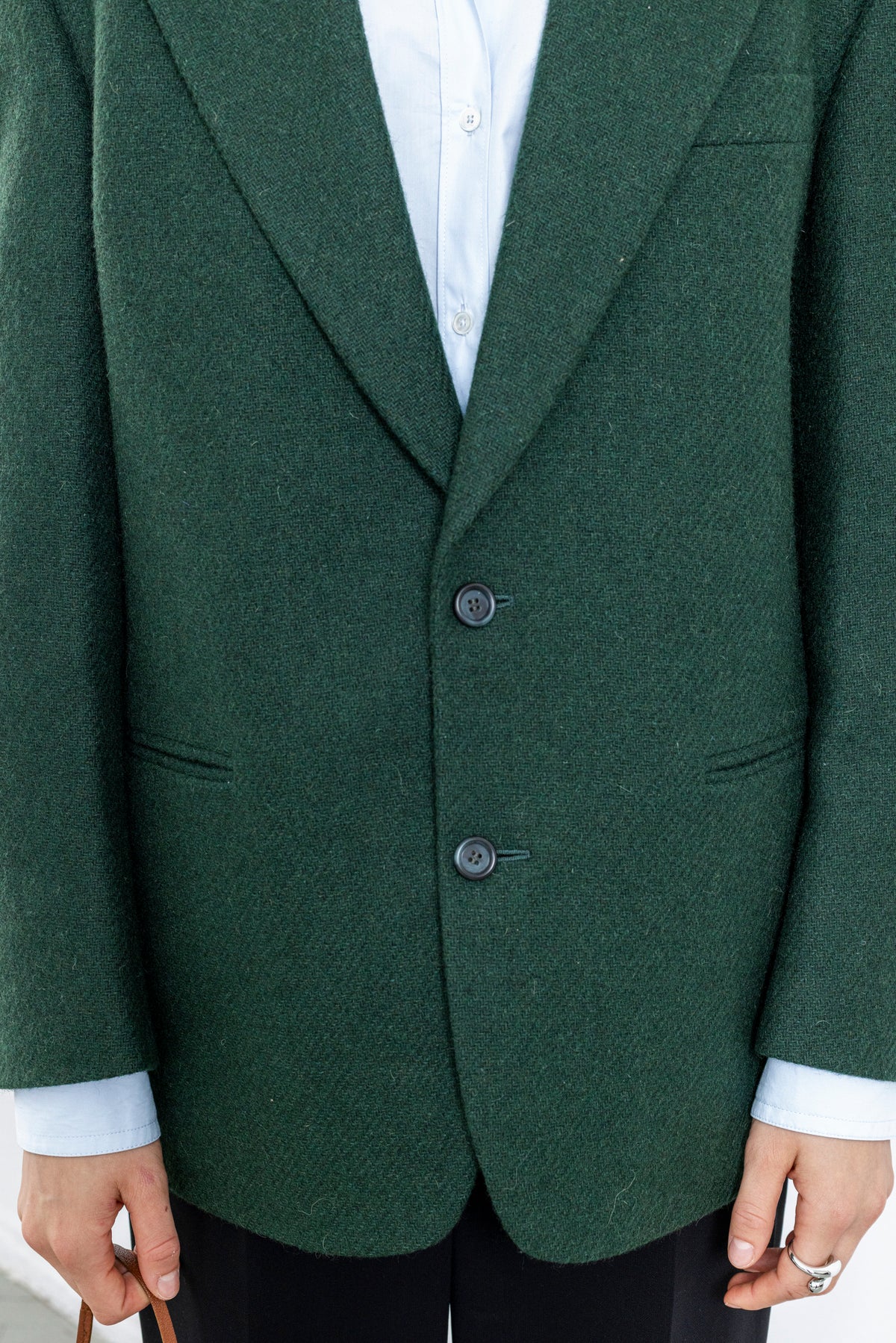 Vintage Dark Green Wool Alpaca Blazer