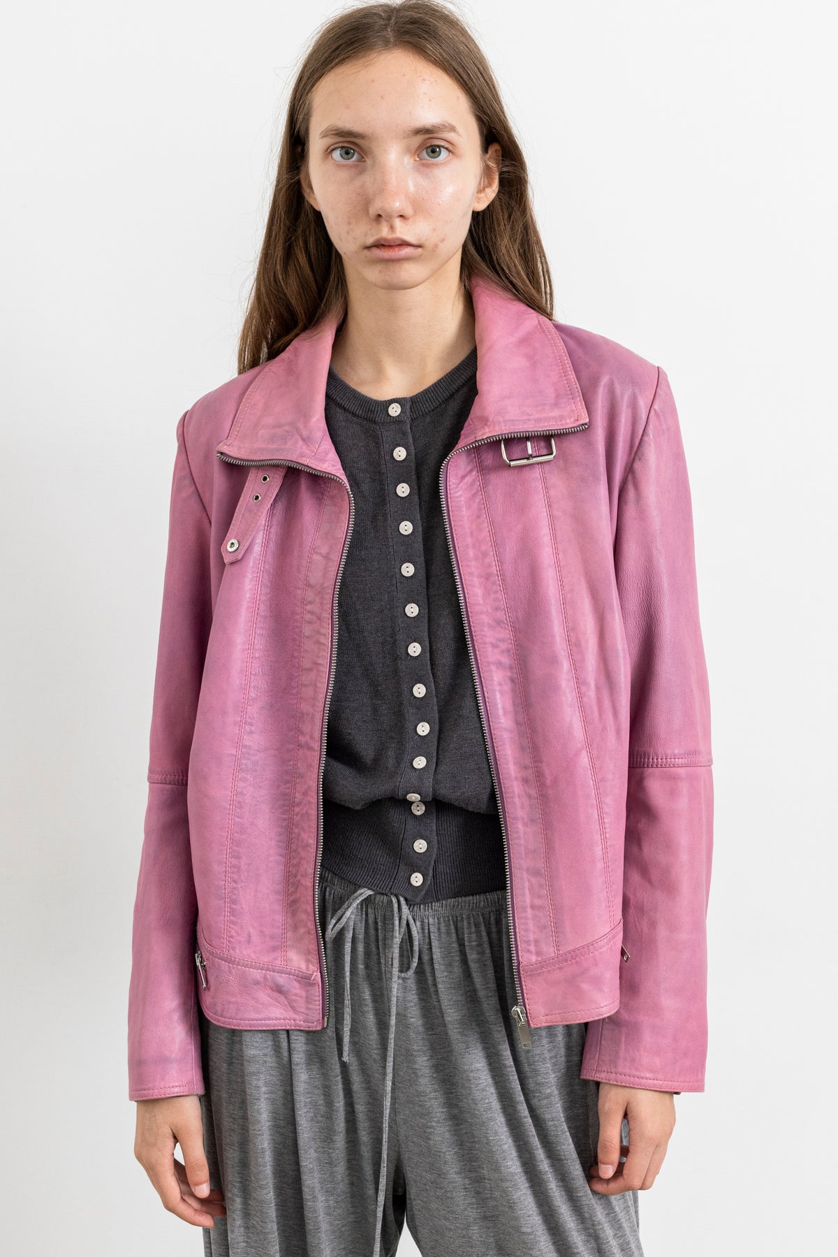 Vintage Pink Leather Jacket