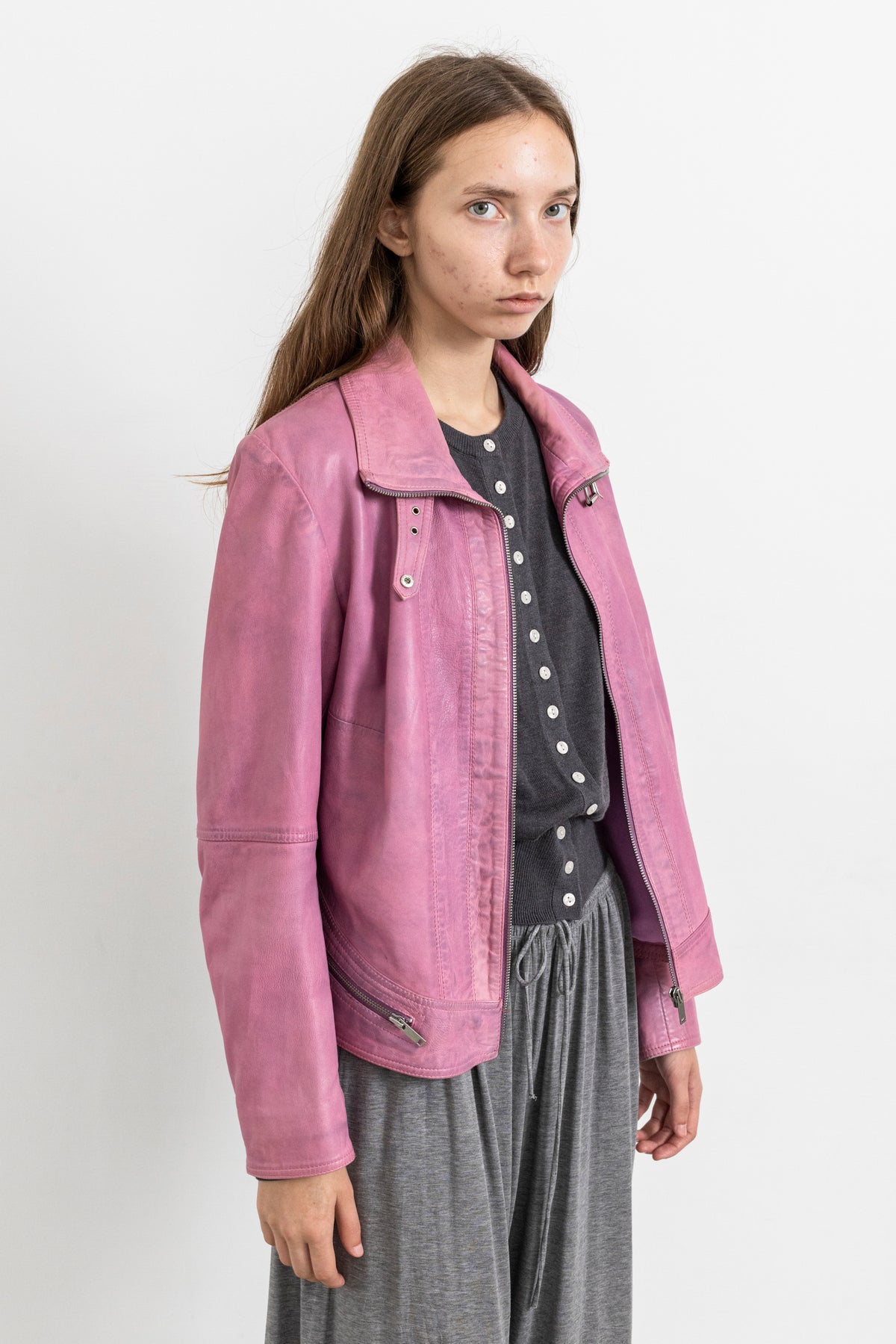 Vintage Pink Leather Jacket