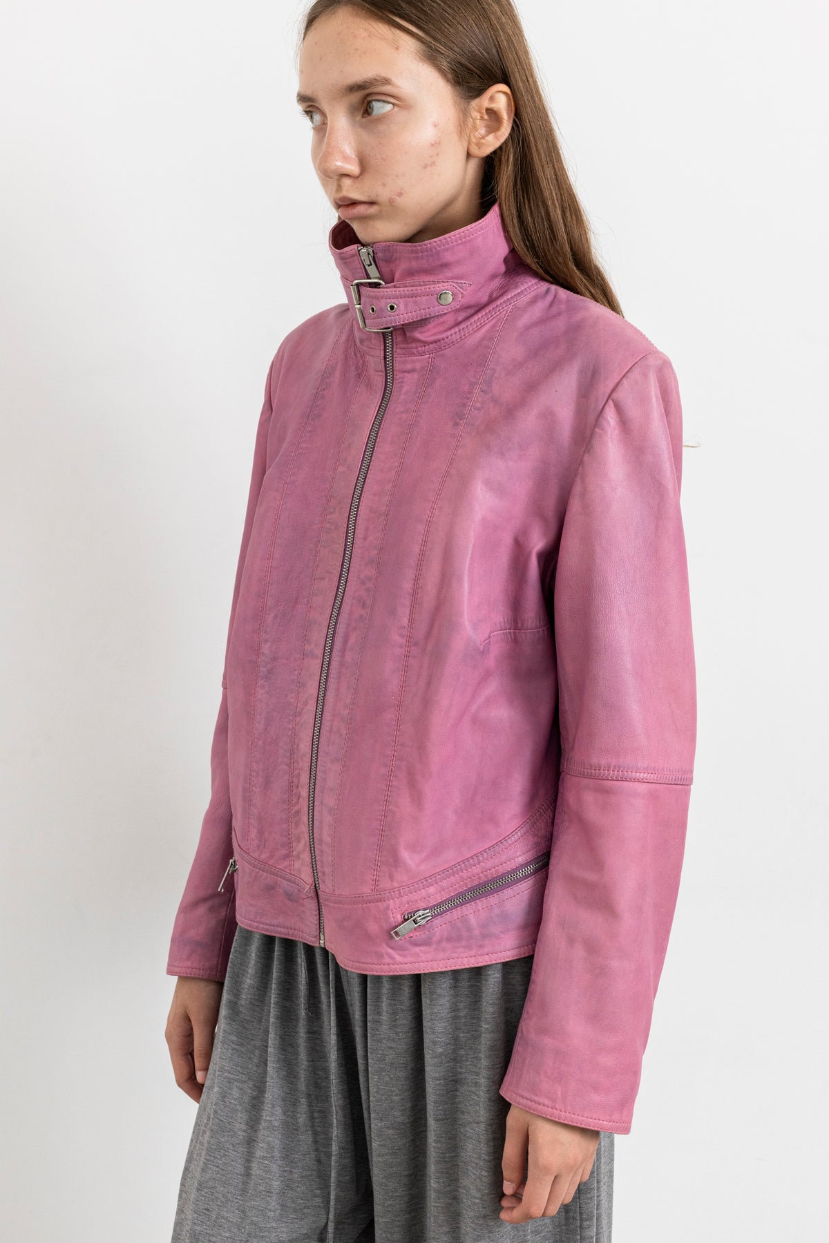 Vintage Pink Leather Jacket