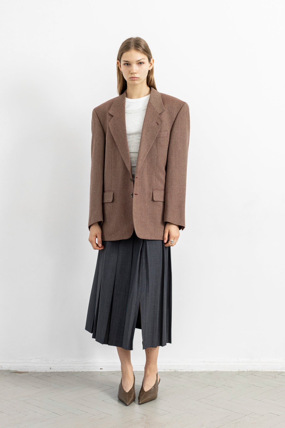 Vintage Muted Red 100% Wool Blazer