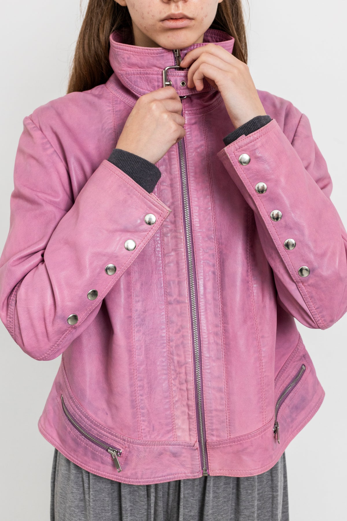Vintage Pink Leather Jacket
