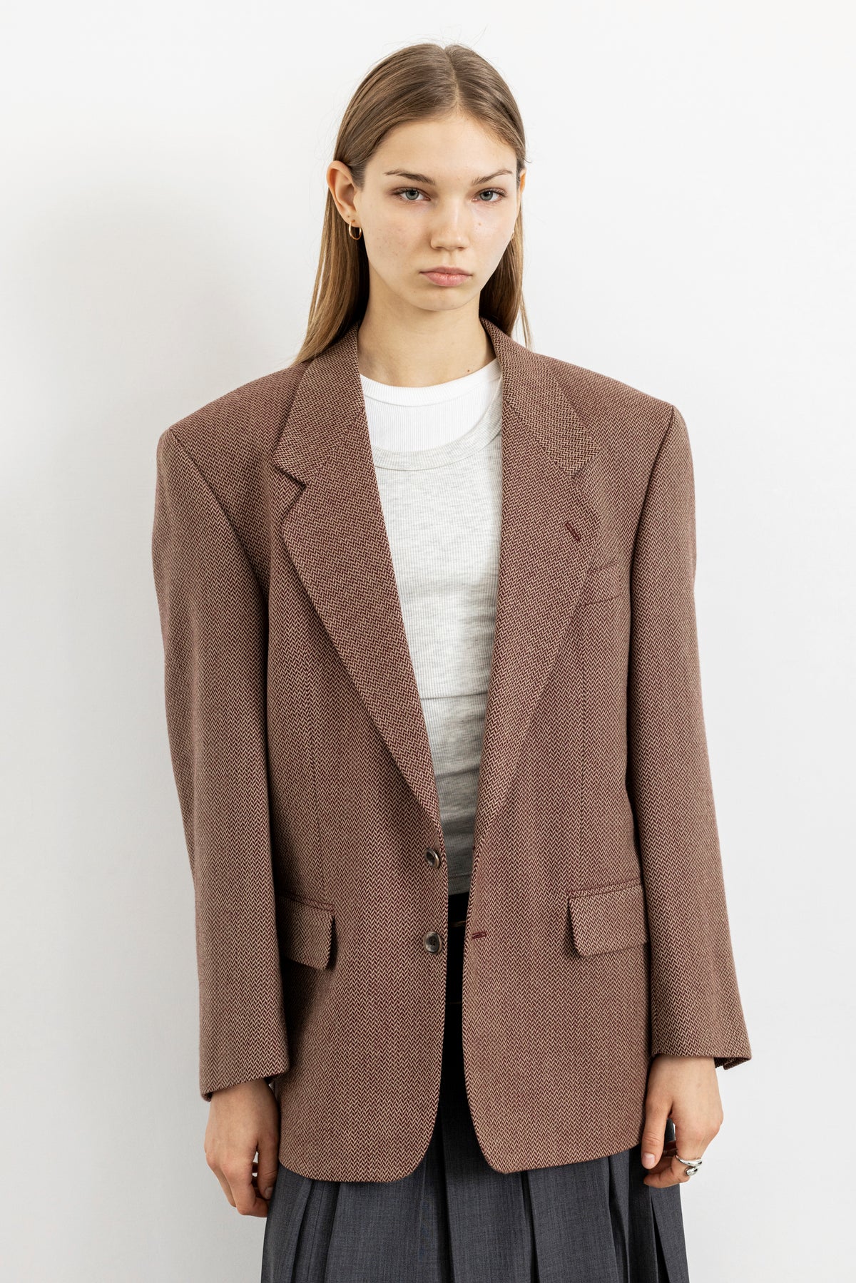 Vintage Muted Red 100% Wool Blazer