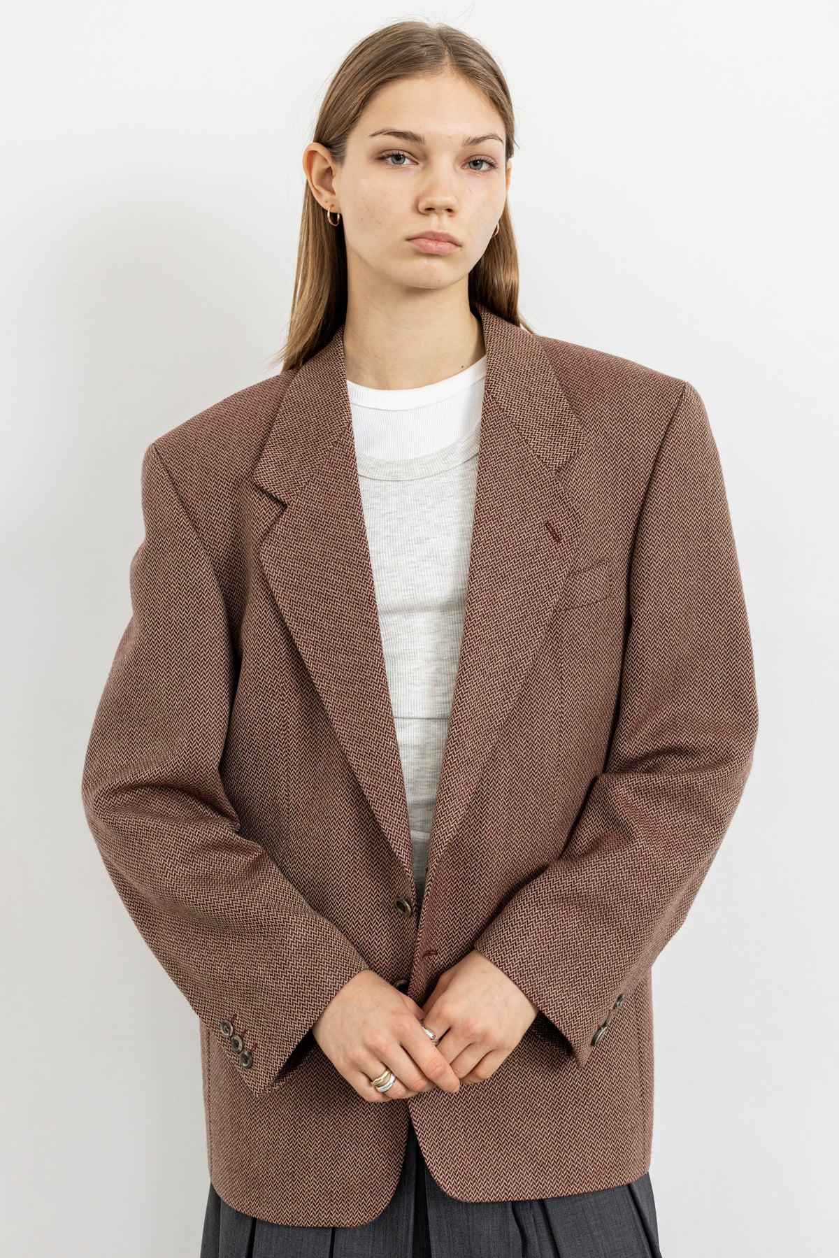 Vintage Muted Red 100% Wool Blazer