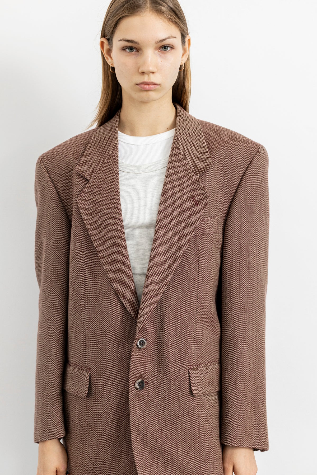 Vintage Muted Red 100% Wool Blazer