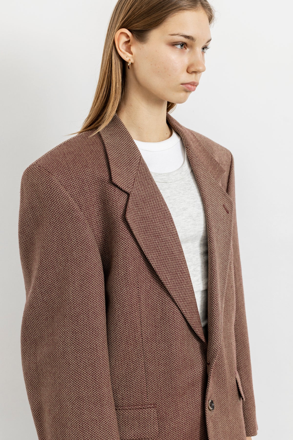 Vintage Muted Red 100% Wool Blazer