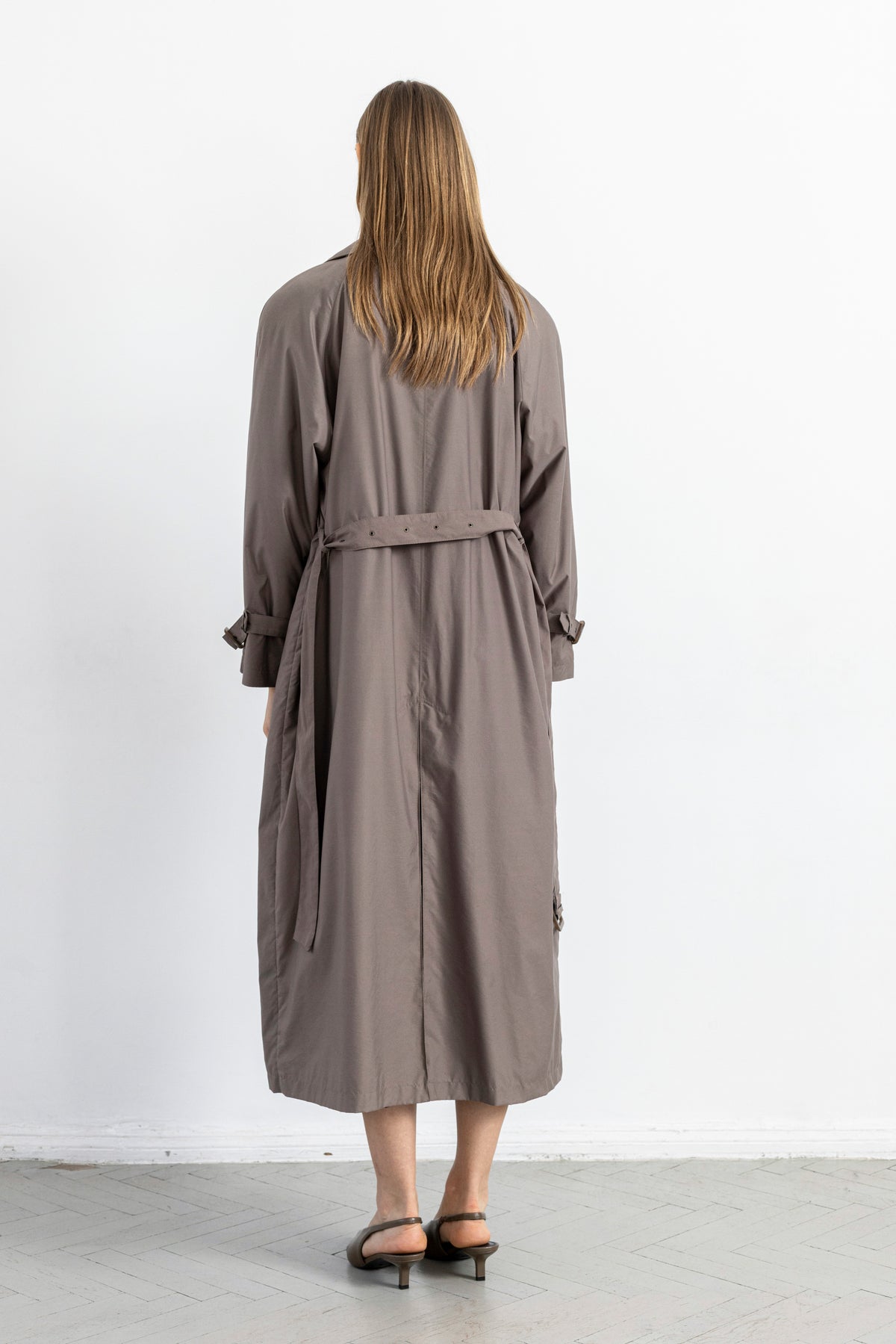 Vintage Taupe Padded Trench Coat