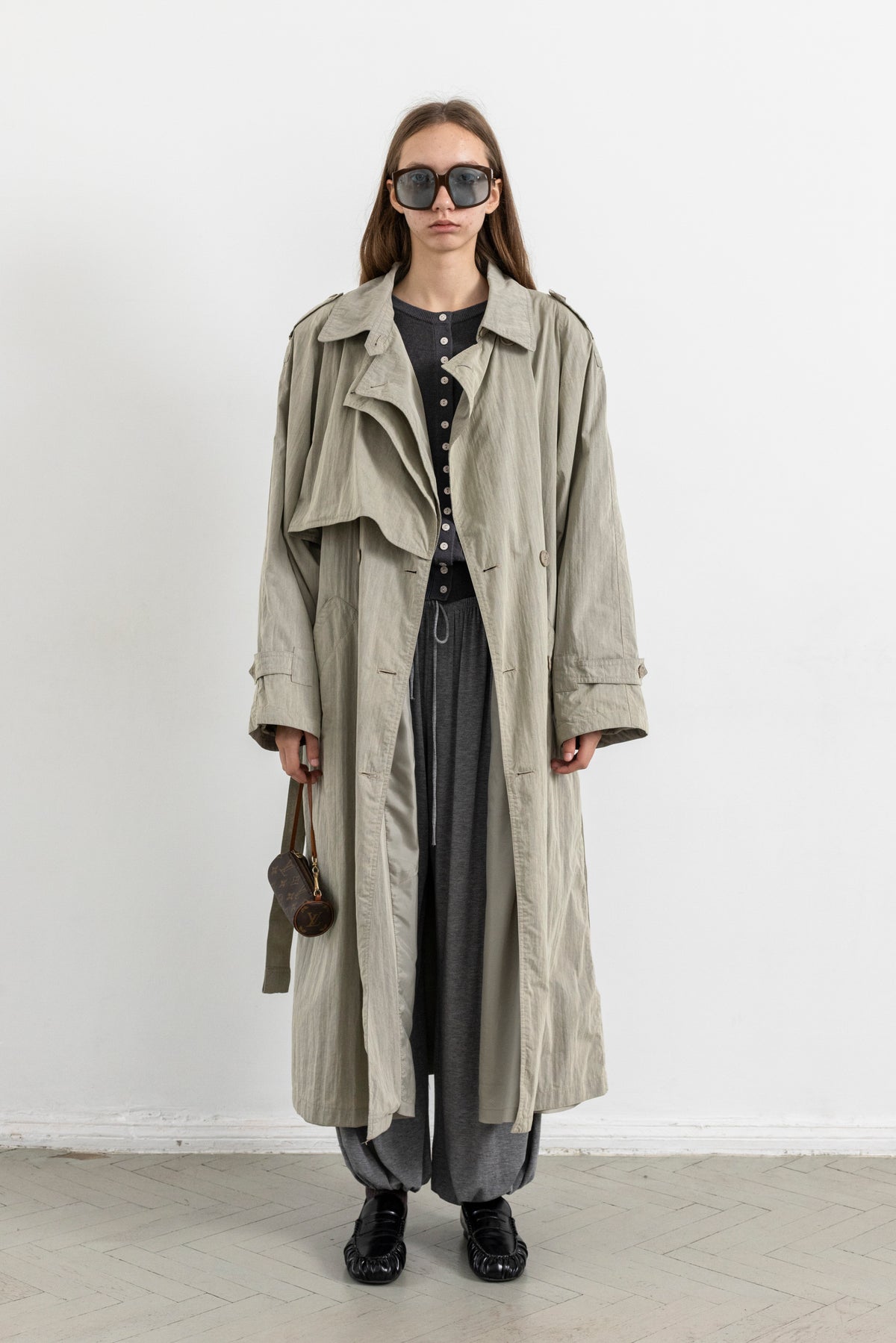 Vintage Olive Beige Trench Coat
