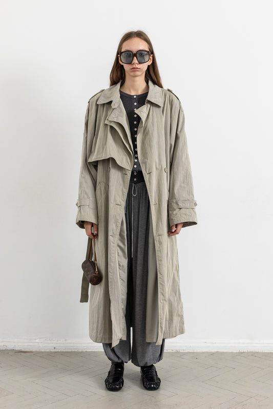 Vintage Olive Beige Trench Coat