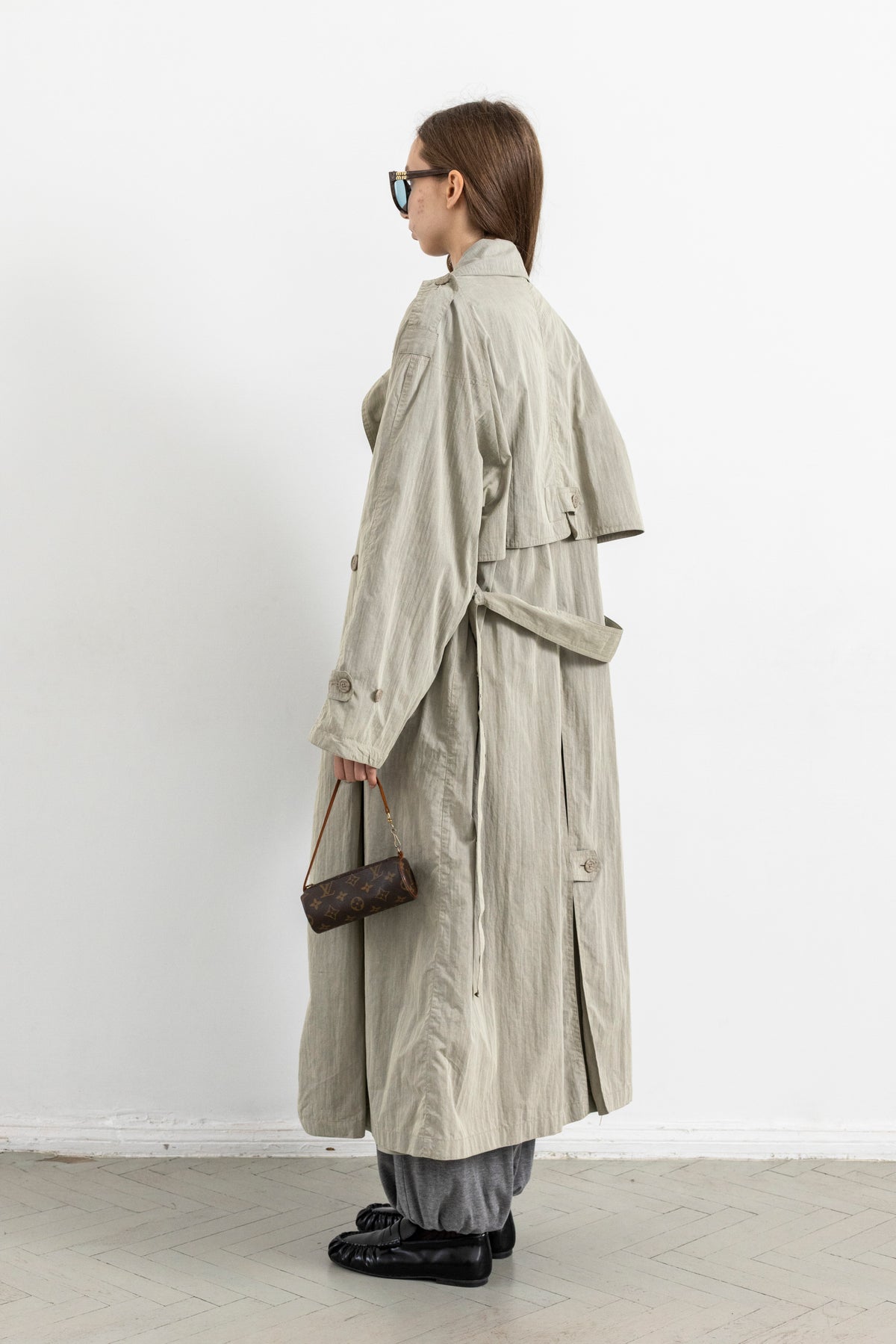 Vintage Olive Beige Trench Coat