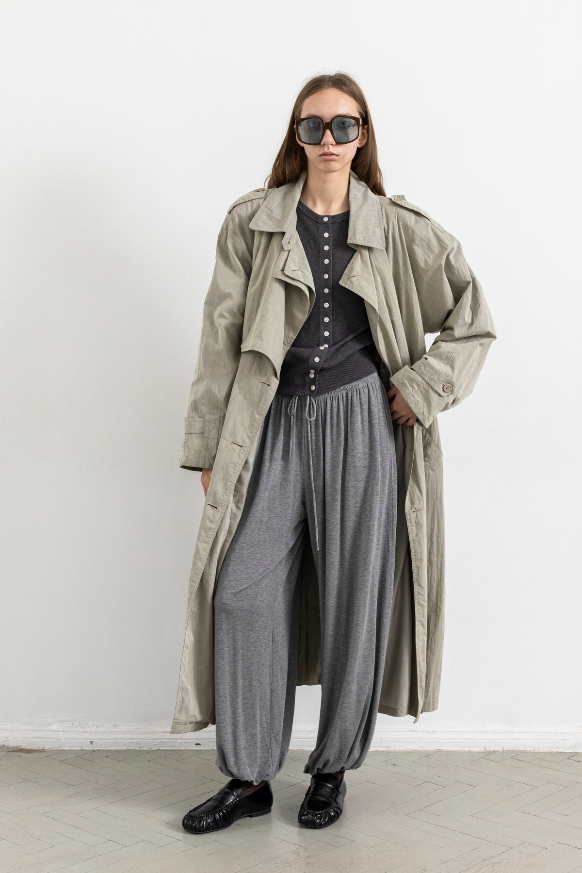 Vintage Olive Beige Trench Coat
